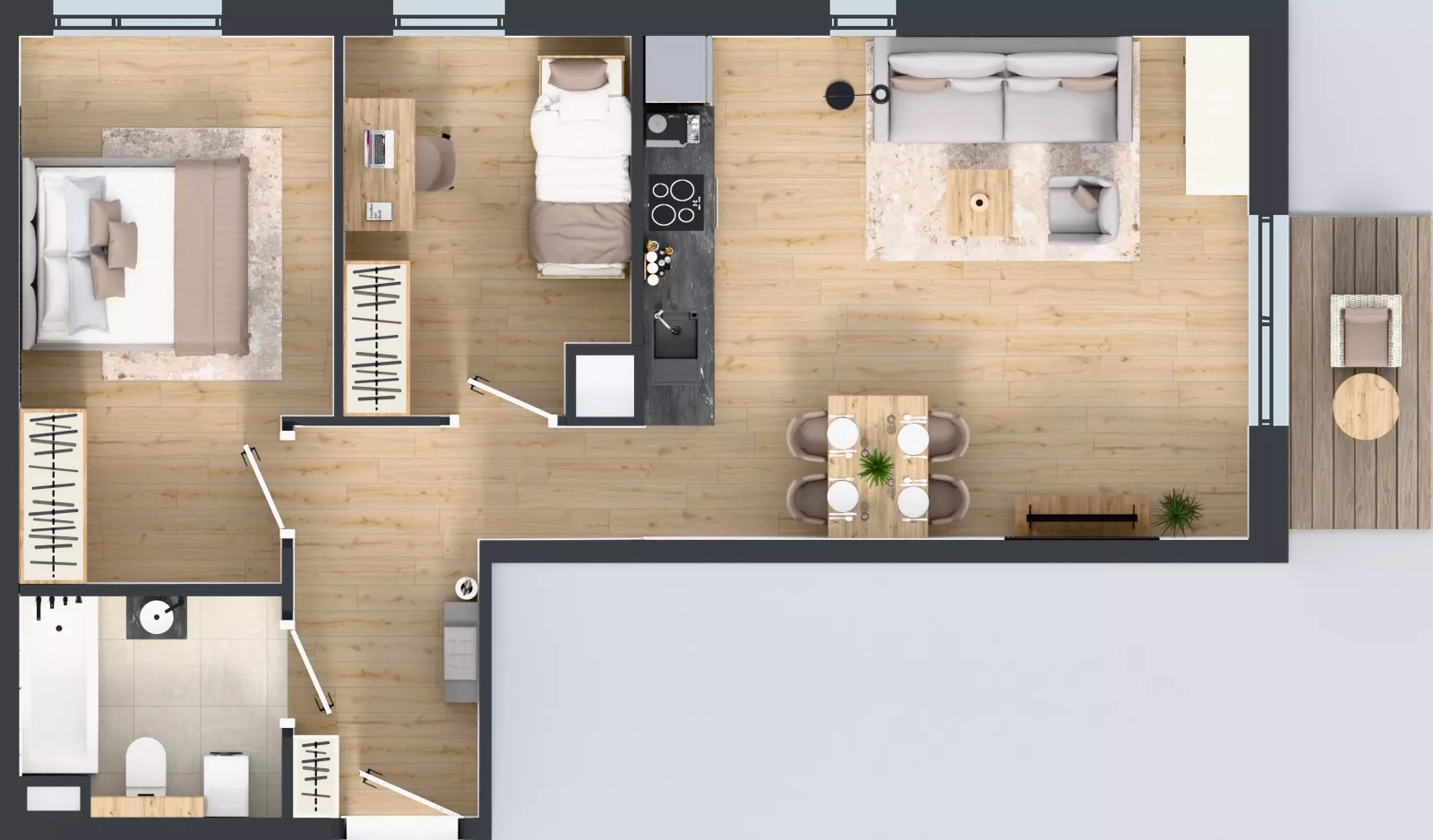 3 pokoje, mieszkanie 57,56 m², piętro 4, oferta nr 63.28, Osiedle Ozon - Etap VII, Kraków, Prądnik Biały, Górka Narodowa, ul. Stefana Banacha/ul. Fryderyka Schillinga