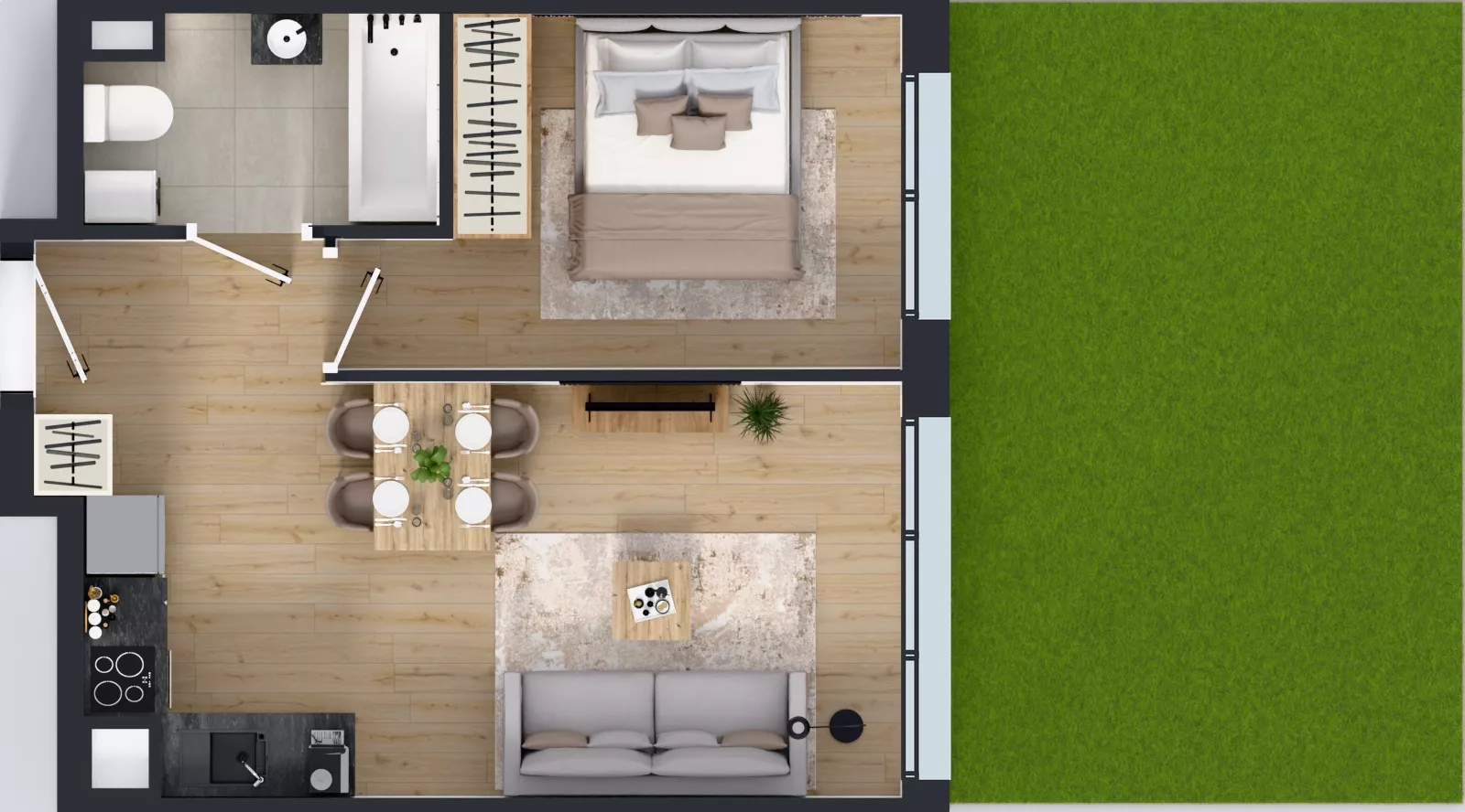2 pokoje, mieszkanie 36,91 m², parter, oferta nr 3.3, Osiedle Ozon - Etap VII, Kraków, Prądnik Biały, Górka Narodowa, ul. Stefana Banacha/ul. Fryderyka Schillinga