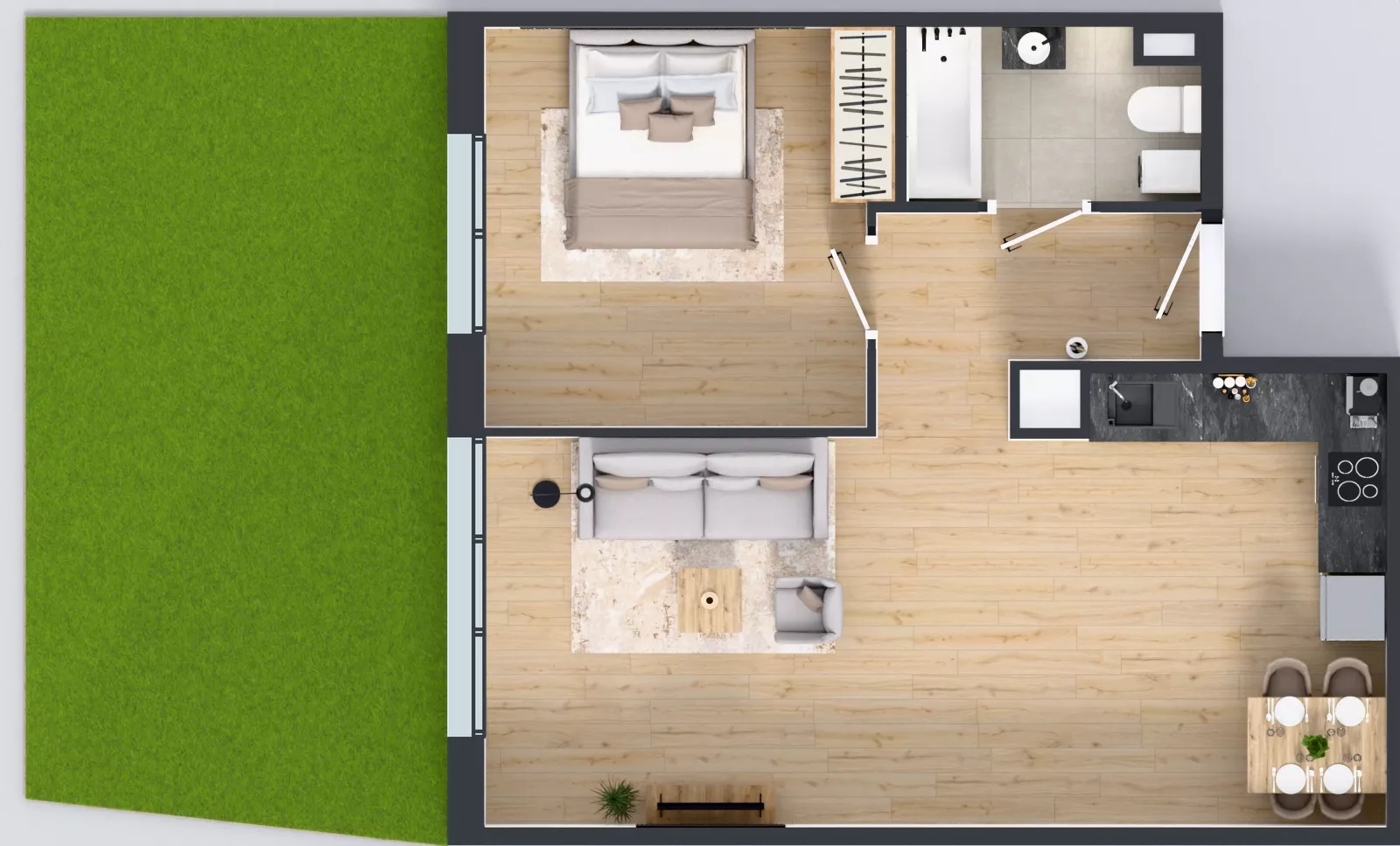 2 pokoje, mieszkanie 55,37 m², parter, oferta nr 5.3, Osiedle Ozon - Etap VII, Kraków, Prądnik Biały, Górka Narodowa, ul. Stefana Banacha/ul. Fryderyka Schillinga