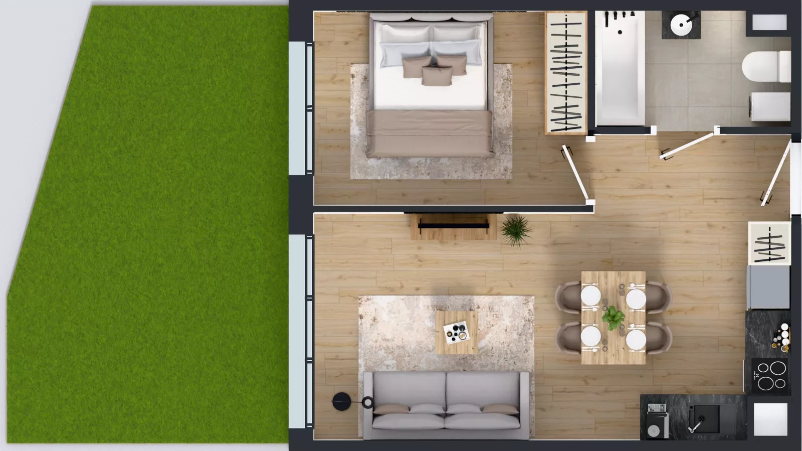 2 pokoje, mieszkanie 38,58 m², parter, oferta nr 8.3, Osiedle Ozon - Etap VII, Kraków, Prądnik Biały, Górka Narodowa, ul. Stefana Banacha/ul. Fryderyka Schillinga