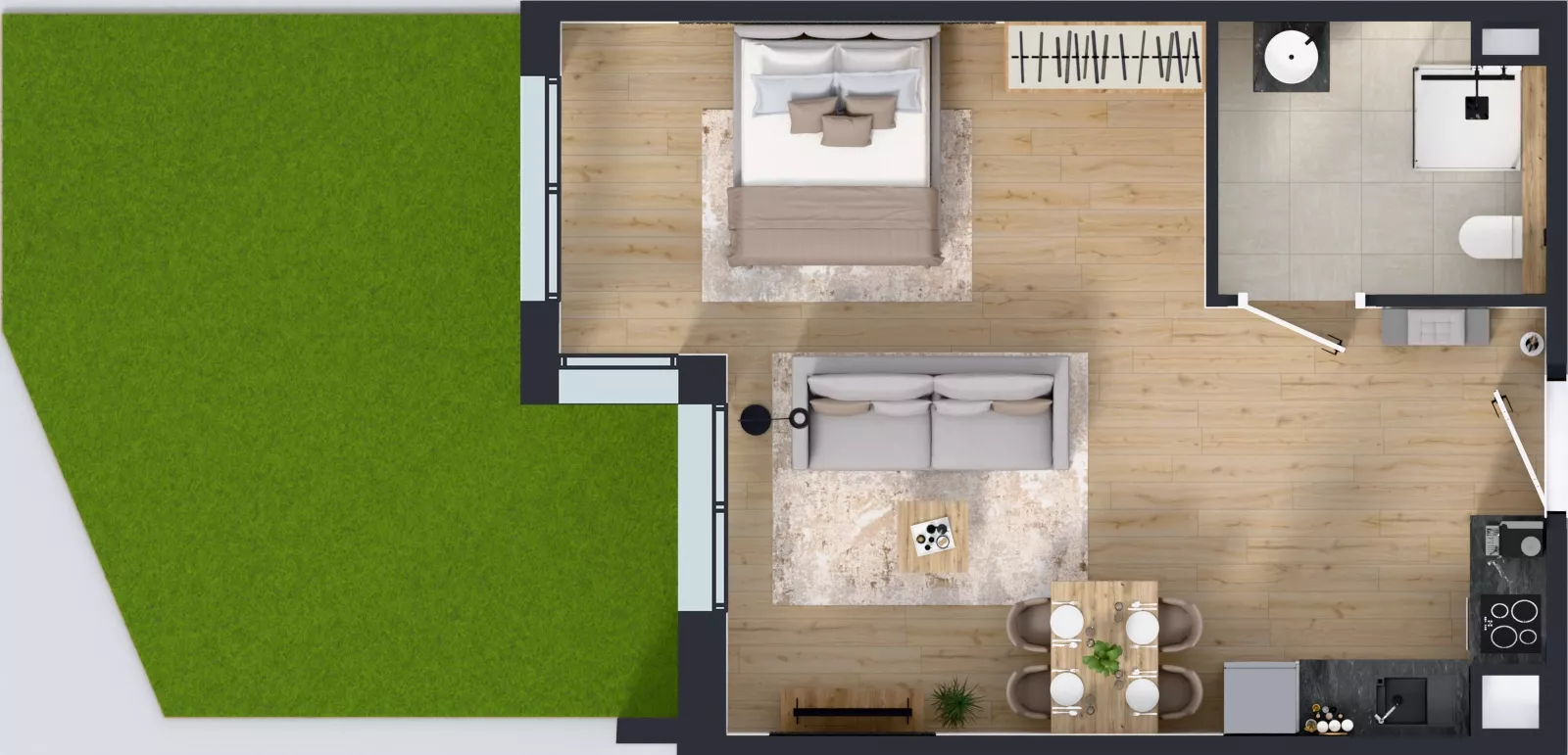 1 pokój, mieszkanie 44,00 m², parter, oferta nr 9.3, Osiedle Ozon - Etap VII, Kraków, Prądnik Biały, Górka Narodowa, ul. Stefana Banacha/ul. Fryderyka Schillinga