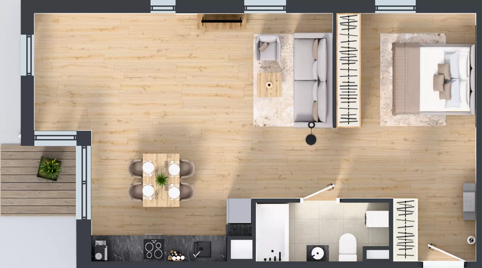 2 pokoje, mieszkanie 59,66 m², piętro 1, oferta nr 22.3, Osiedle Ozon - Etap VII, Kraków, Prądnik Biały, Górka Narodowa, ul. Stefana Banacha/ul. Fryderyka Schillinga