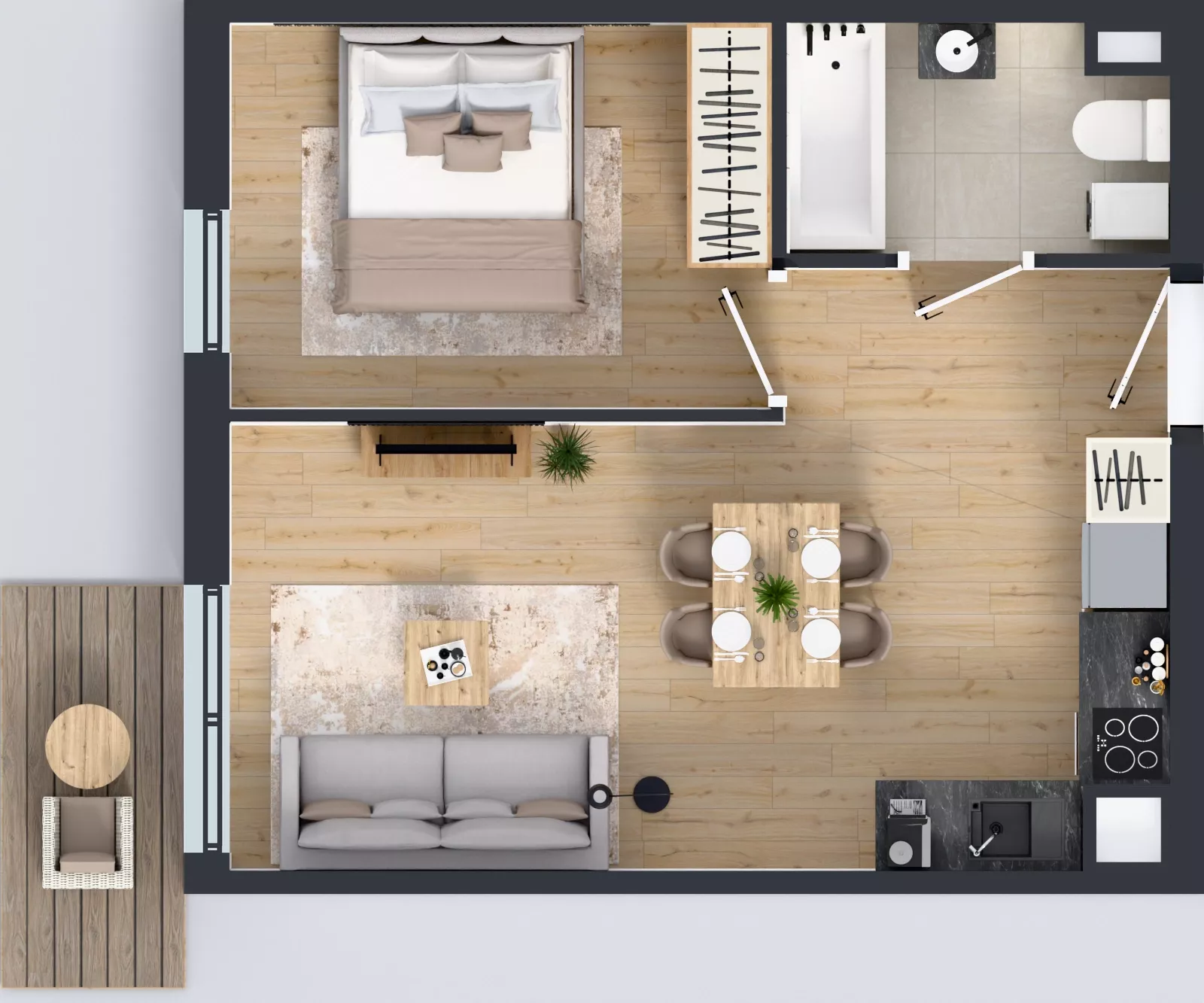 2 pokoje, mieszkanie 38,39 m², piętro 4, oferta nr 54.3, Osiedle Ozon - Etap VII, Kraków, Prądnik Biały, Górka Narodowa, ul. Stefana Banacha/ul. Fryderyka Schillinga