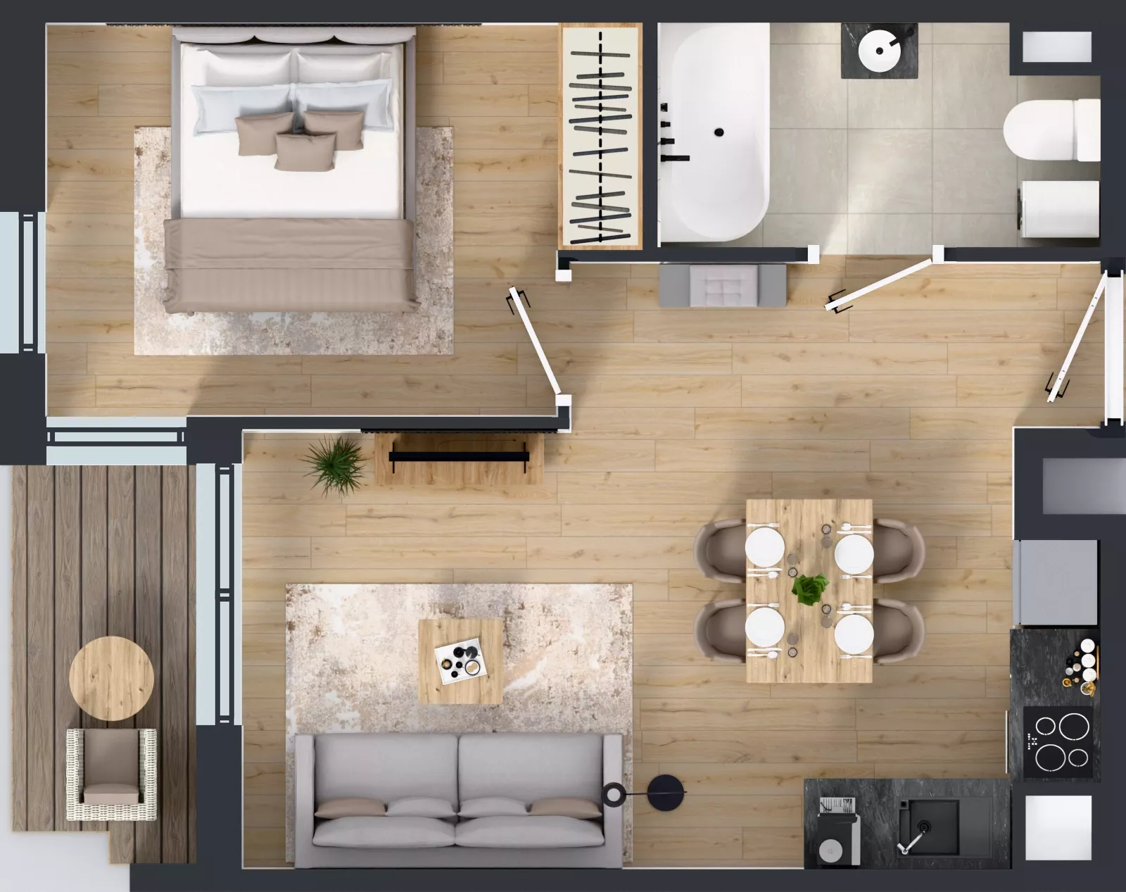 2 pokoje, mieszkanie 38,42 m², piętro 4, oferta nr 56.3, Osiedle Ozon - Etap VII, Kraków, Prądnik Biały, Górka Narodowa, ul. Stefana Banacha/ul. Fryderyka Schillinga