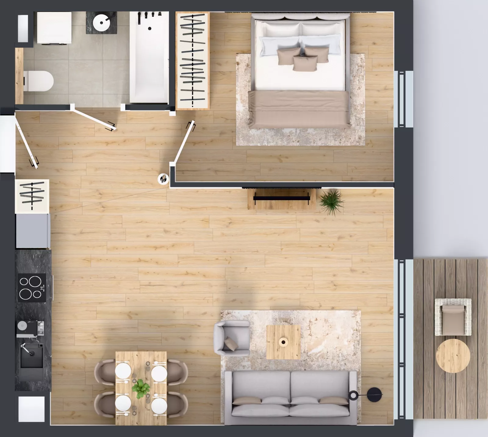 2 pokoje, mieszkanie 46,81 m², piętro 5, oferta nr 60.3, Osiedle Ozon - Etap VII, Kraków, Prądnik Biały, Górka Narodowa, ul. Stefana Banacha/ul. Fryderyka Schillinga