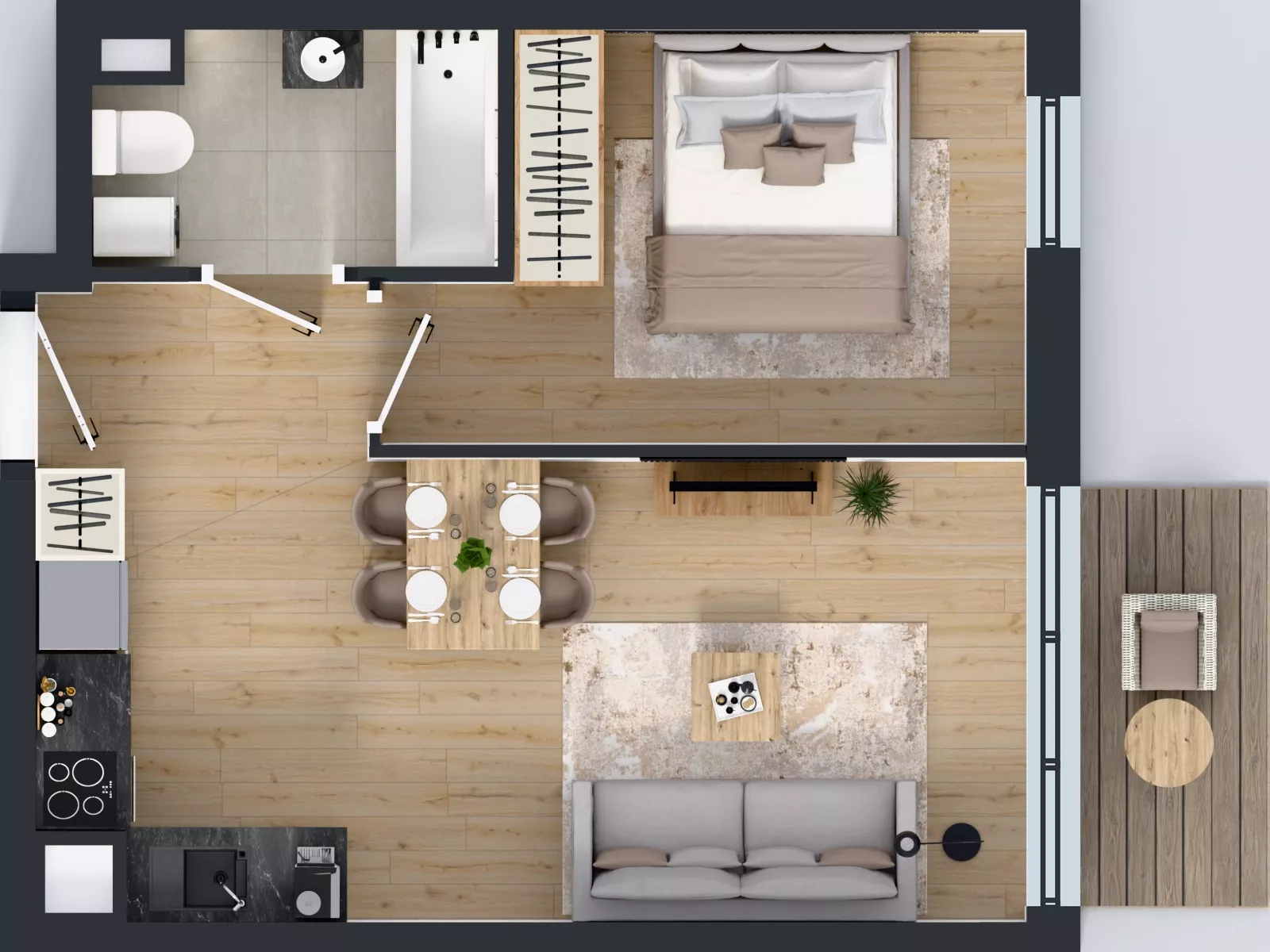 2 pokoje, mieszkanie 37,66 m², piętro 5, oferta nr 61.3, Osiedle Ozon - Etap VII, Kraków, Prądnik Biały, Górka Narodowa, ul. Stefana Banacha/ul. Fryderyka Schillinga