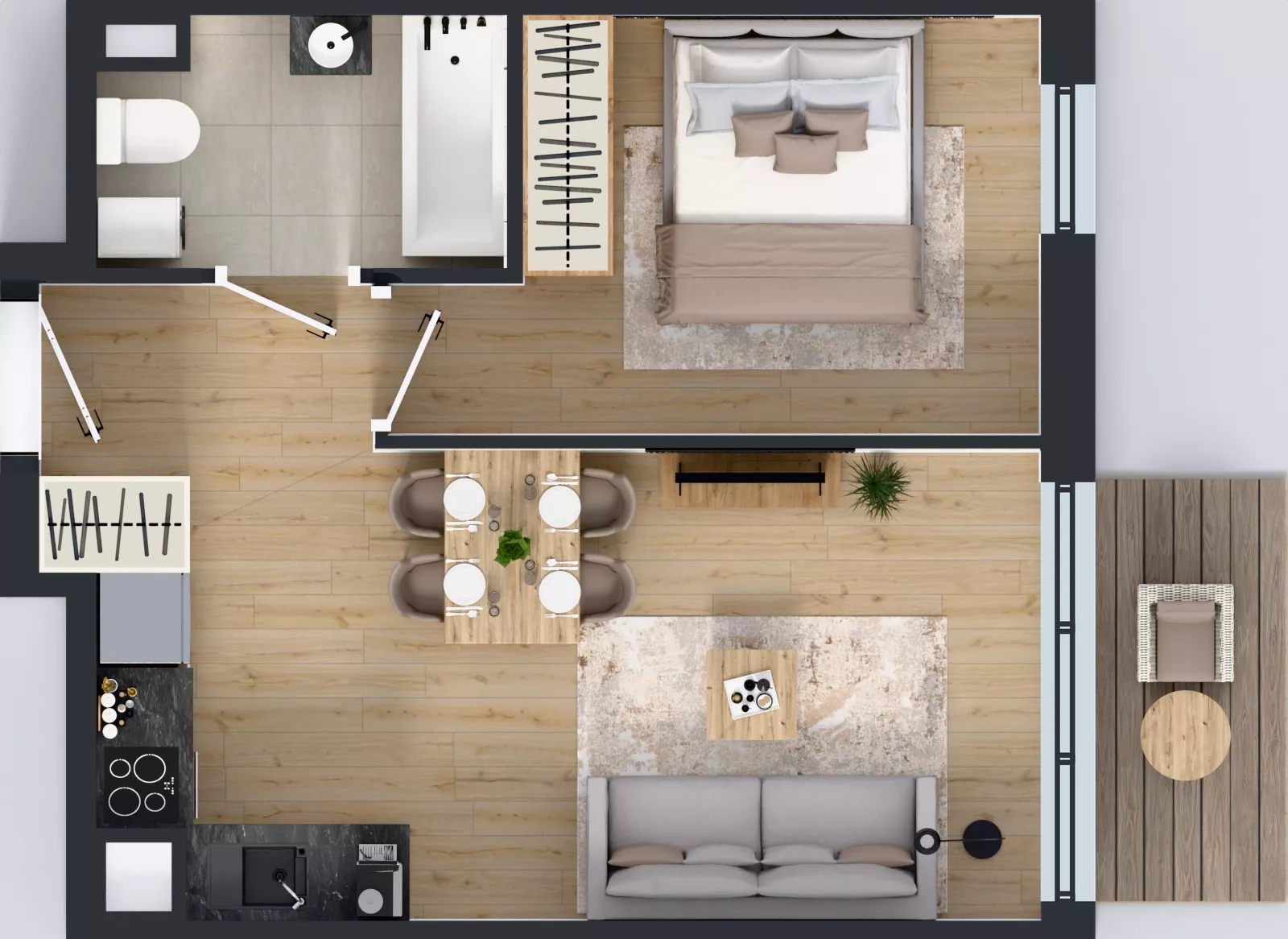 2 pokoje, mieszkanie 36,77 m², piętro 5, oferta nr 62.3, Osiedle Ozon - Etap VII, Kraków, Prądnik Biały, Górka Narodowa, ul. Stefana Banacha/ul. Fryderyka Schillinga