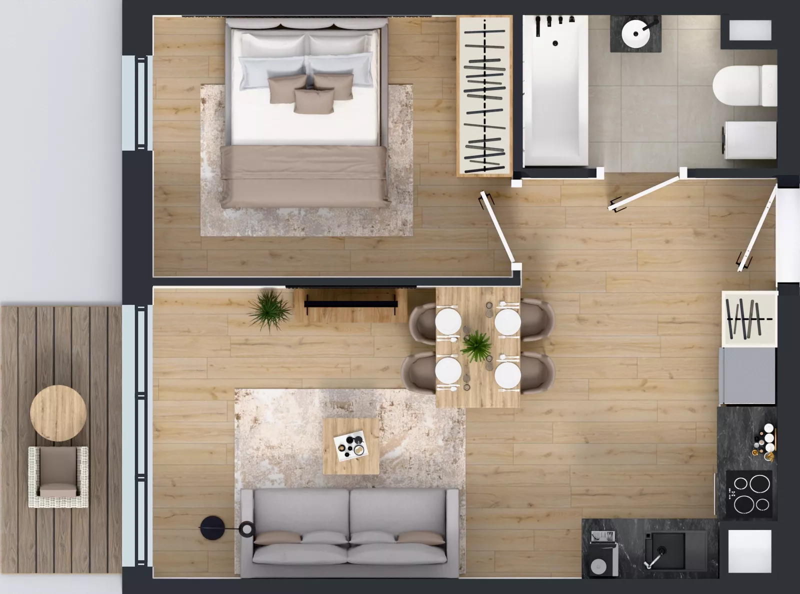 2 pokoje, mieszkanie 38,39 m², piętro 5, oferta nr 65.3, Osiedle Ozon - Etap VII, Kraków, Prądnik Biały, Górka Narodowa, ul. Stefana Banacha/ul. Fryderyka Schillinga