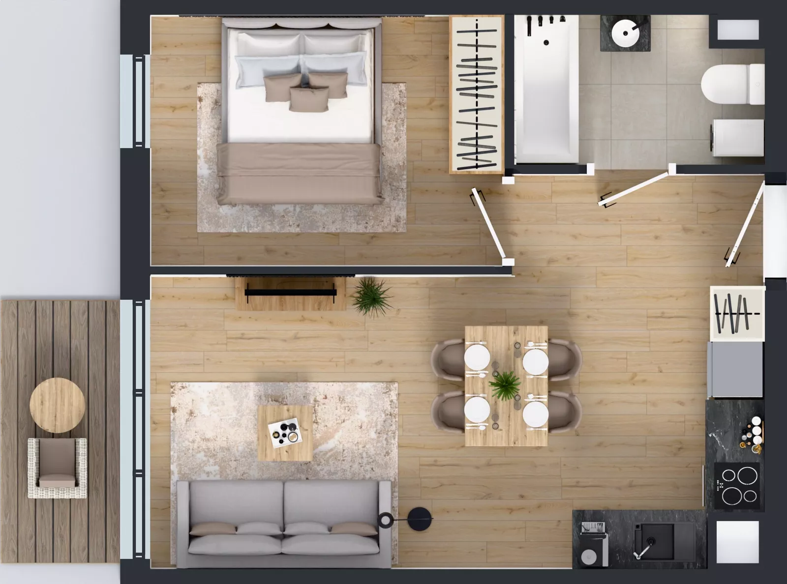 2 pokoje, mieszkanie 38,39 m², piętro 5, oferta nr 66.3, Osiedle Ozon - Etap VII, Kraków, Prądnik Biały, Górka Narodowa, ul. Stefana Banacha/ul. Fryderyka Schillinga