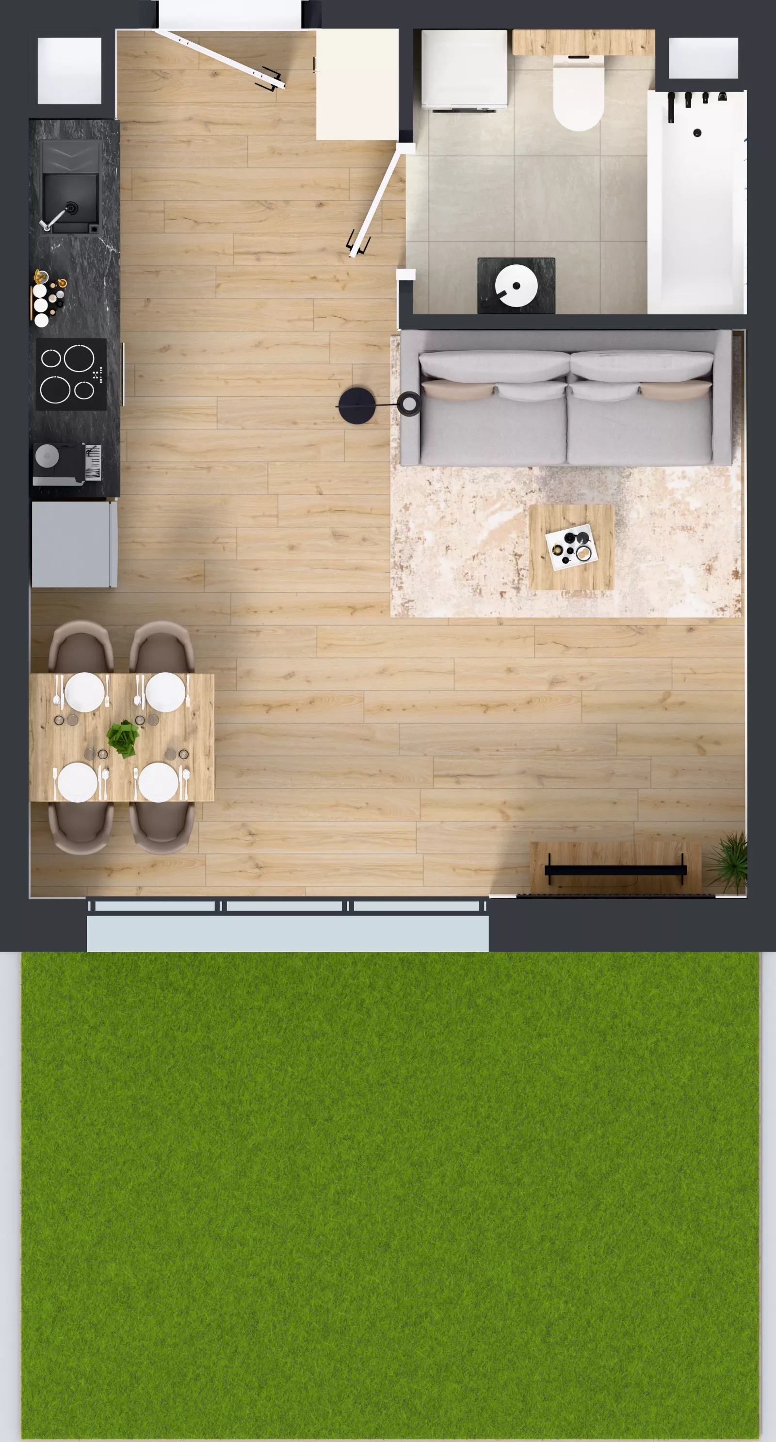 1 pokój, mieszkanie 28,91 m², parter, oferta nr 2.32, Osiedle Ozon - Etap VII, Kraków, Prądnik Biały, Górka Narodowa, ul. Stefana Banacha/ul. Fryderyka Schillinga