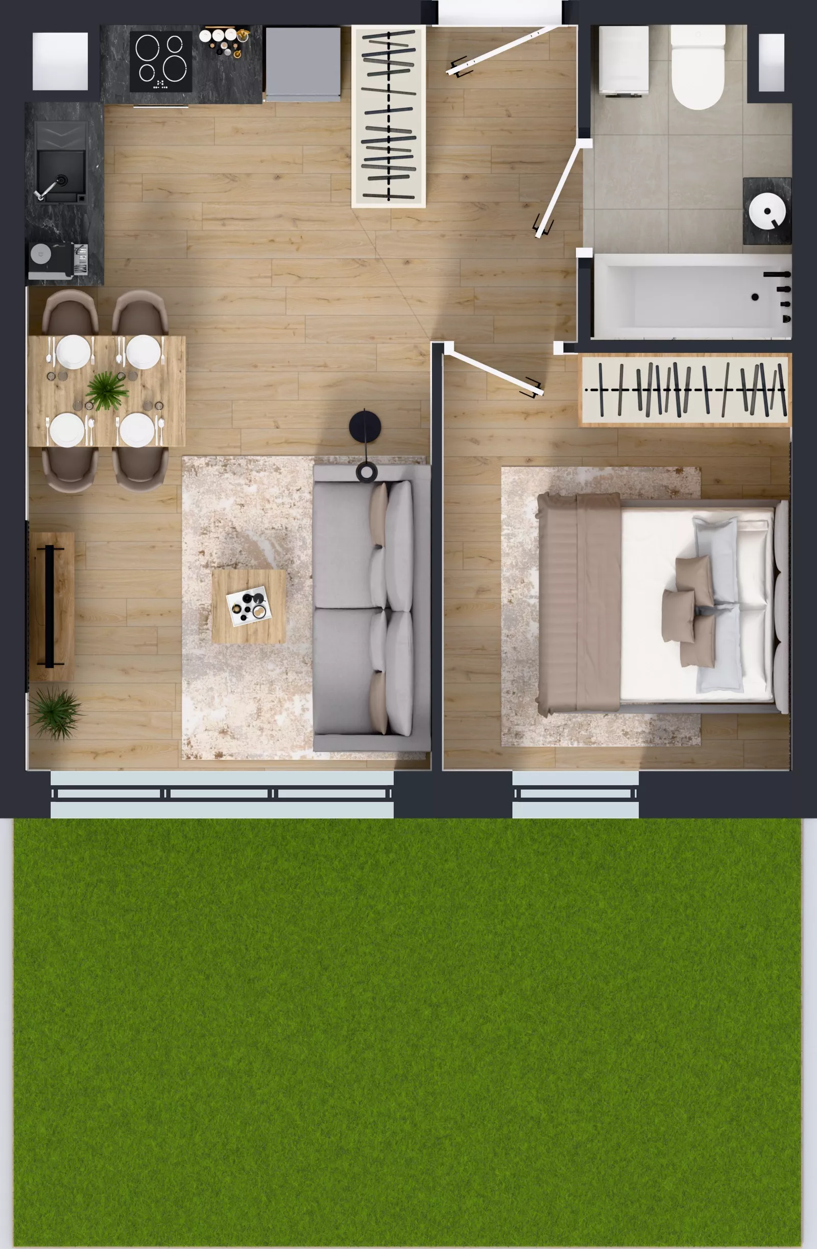 2 pokoje, mieszkanie 35,97 m², parter, oferta nr 3.32, Osiedle Ozon - Etap VII, Kraków, Prądnik Biały, Górka Narodowa, ul. Stefana Banacha/ul. Fryderyka Schillinga