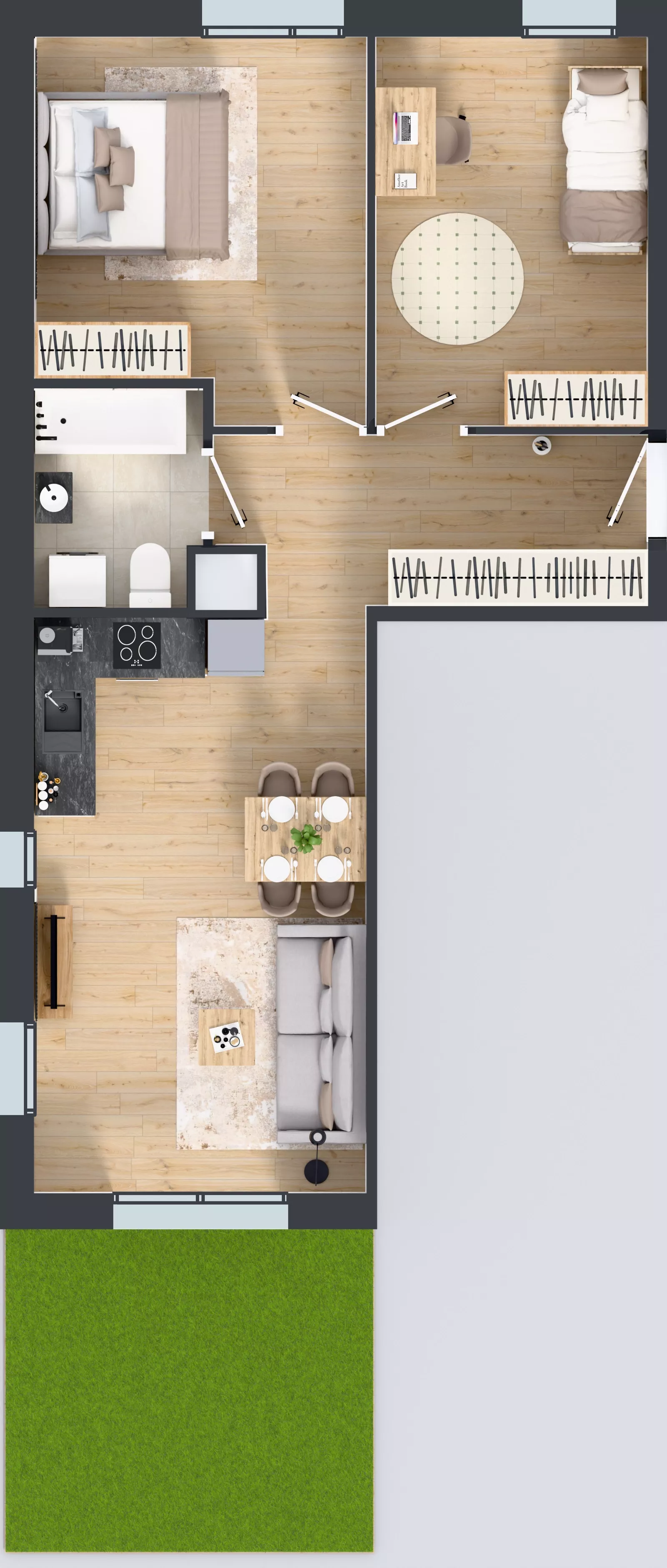 3 pokoje, mieszkanie 59,57 m², parter, oferta nr 4.32, Osiedle Ozon - Etap VII, Kraków, Prądnik Biały, Górka Narodowa, ul. Stefana Banacha/ul. Fryderyka Schillinga
