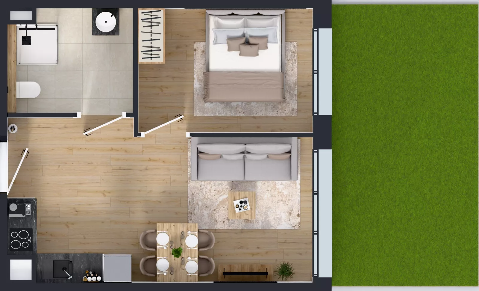 2 pokoje, mieszkanie 38,57 m², parter, oferta nr 27.32, Osiedle Ozon - Etap VII, Kraków, Prądnik Biały, Górka Narodowa, ul. Stefana Banacha/ul. Fryderyka Schillinga