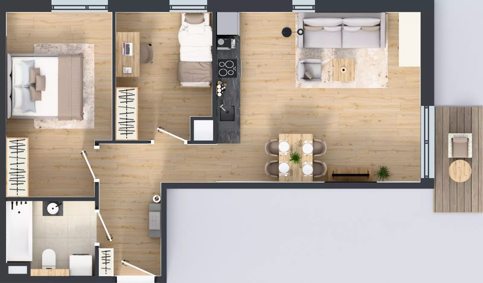 3 pokoje, mieszkanie 57,58 m², piętro 4, oferta nr 73.32, Osiedle Ozon - Etap VII, Kraków, Prądnik Biały, Górka Narodowa, ul. Stefana Banacha/ul. Fryderyka Schillinga