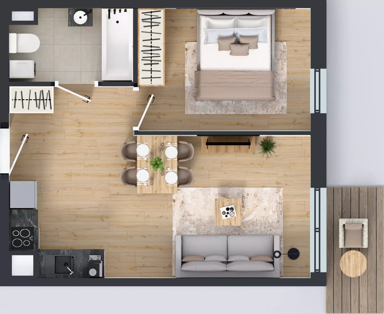 2 pokoje, mieszkanie 38,58 m², piętro 4, oferta nr 74.32, Osiedle Ozon - Etap VII, Kraków, Prądnik Biały, Górka Narodowa, ul. Stefana Banacha/ul. Fryderyka Schillinga
