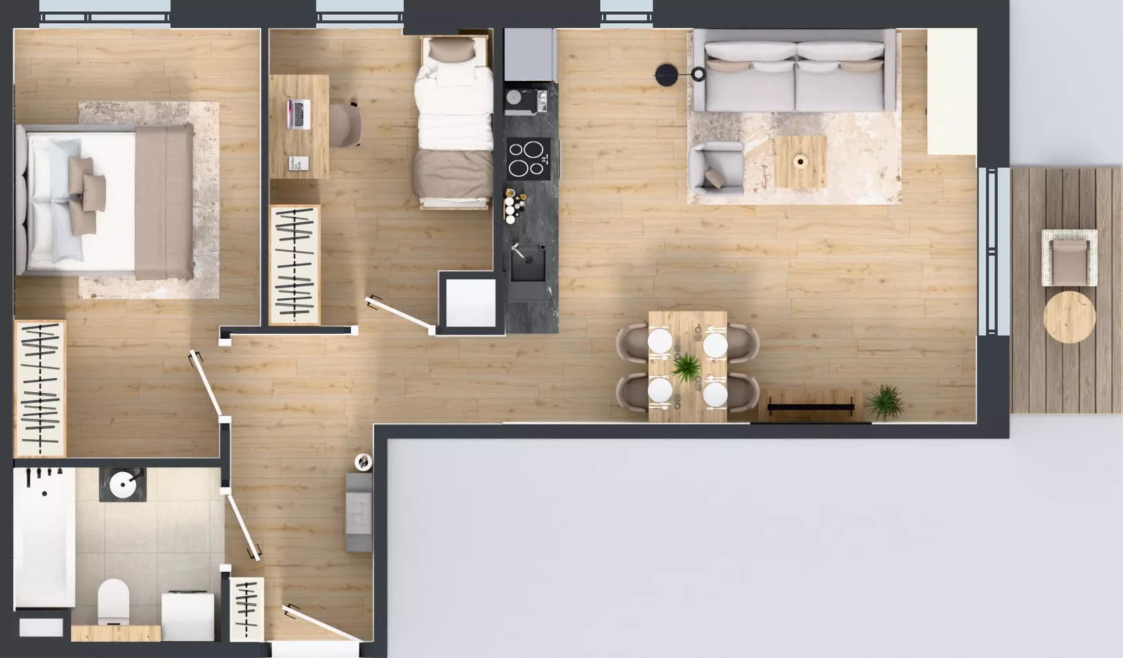 3 pokoje, mieszkanie 57,58 m², piętro 5, oferta nr 85.32, Osiedle Ozon - Etap VII, Kraków, Prądnik Biały, Górka Narodowa, ul. Stefana Banacha/ul. Fryderyka Schillinga