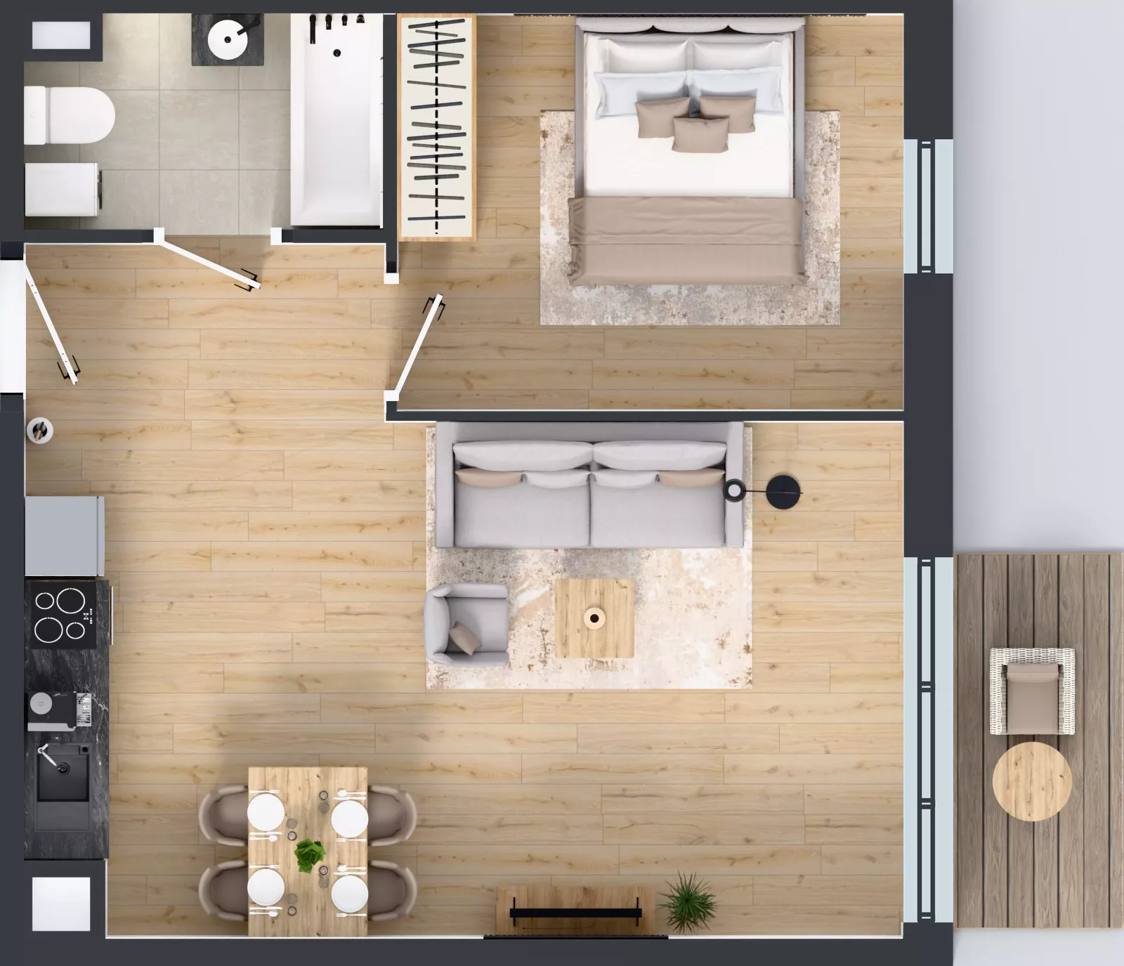 2 pokoje, mieszkanie 45,01 m², piętro 5, oferta nr 89.32, Osiedle Ozon - Etap VII, Kraków, Prądnik Biały, Górka Narodowa, ul. Stefana Banacha/ul. Fryderyka Schillinga