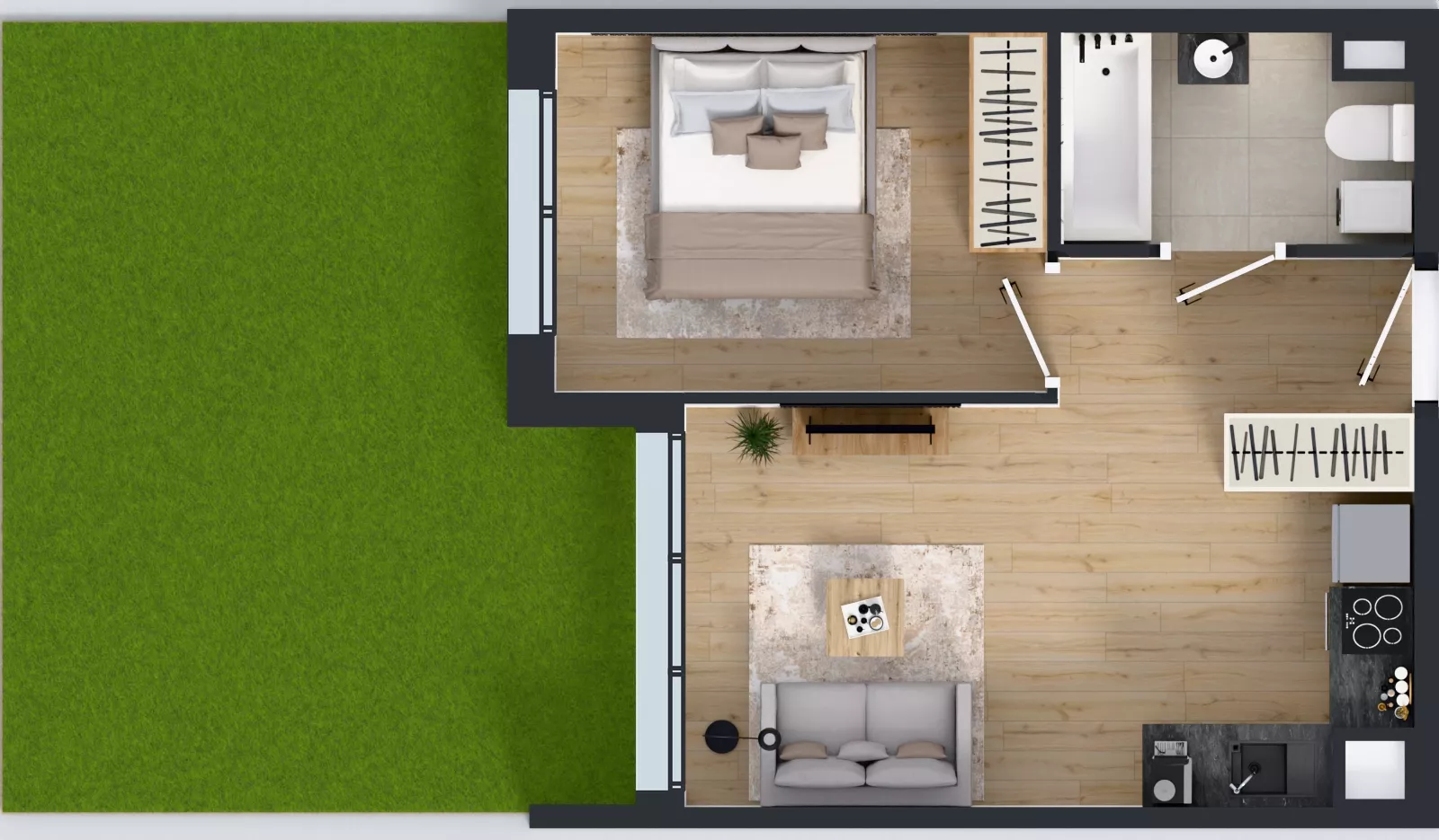 2 pokoje, mieszkanie 35,44 m², parter, oferta nr 6.34, Osiedle Ozon - Etap VII, Kraków, Prądnik Biały, Górka Narodowa, ul. Stefana Banacha/ul. Fryderyka Schillinga