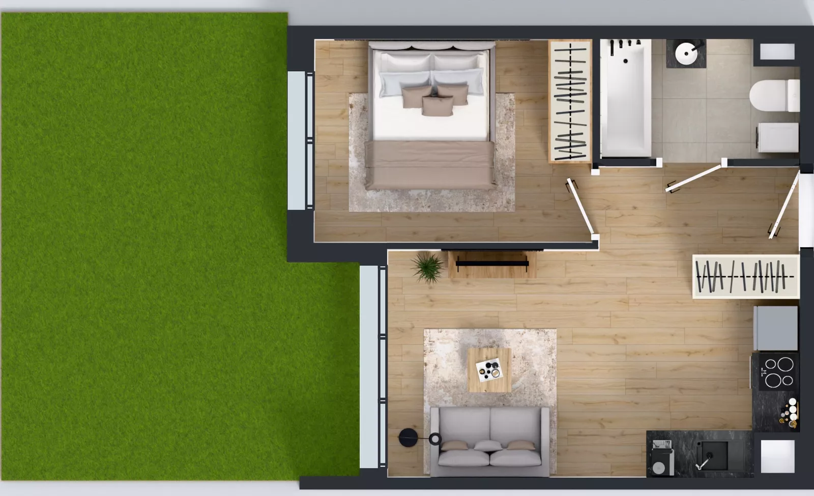 2 pokoje, mieszkanie 35,44 m², parter, oferta nr 8.34, Osiedle Ozon - Etap VII, Kraków, Prądnik Biały, Górka Narodowa, ul. Stefana Banacha/ul. Fryderyka Schillinga