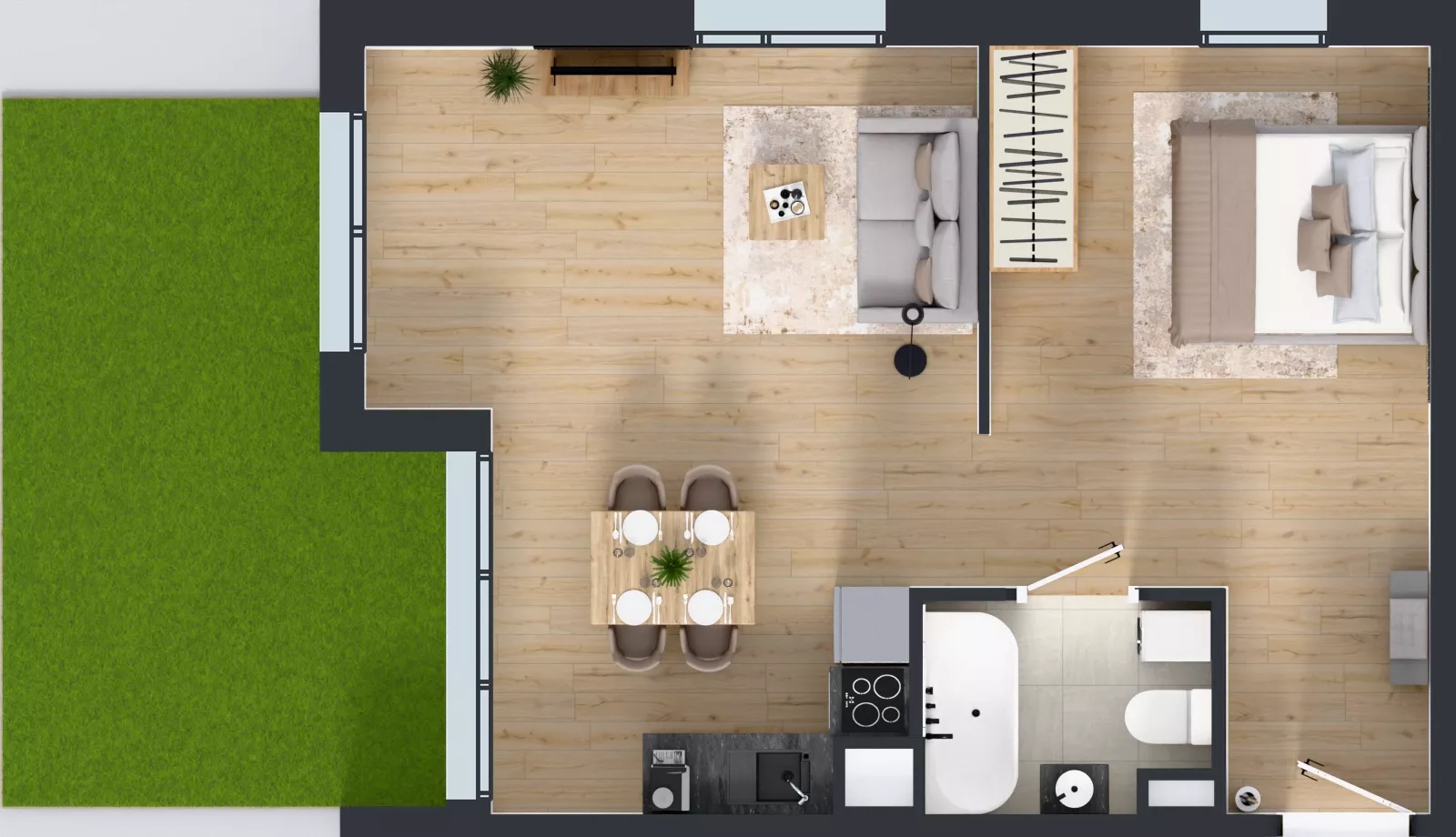 2 pokoje, mieszkanie 46,43 m², parter, oferta nr 10.34, Osiedle Ozon - Etap VII, Kraków, Prądnik Biały, Górka Narodowa, ul. Stefana Banacha/ul. Fryderyka Schillinga