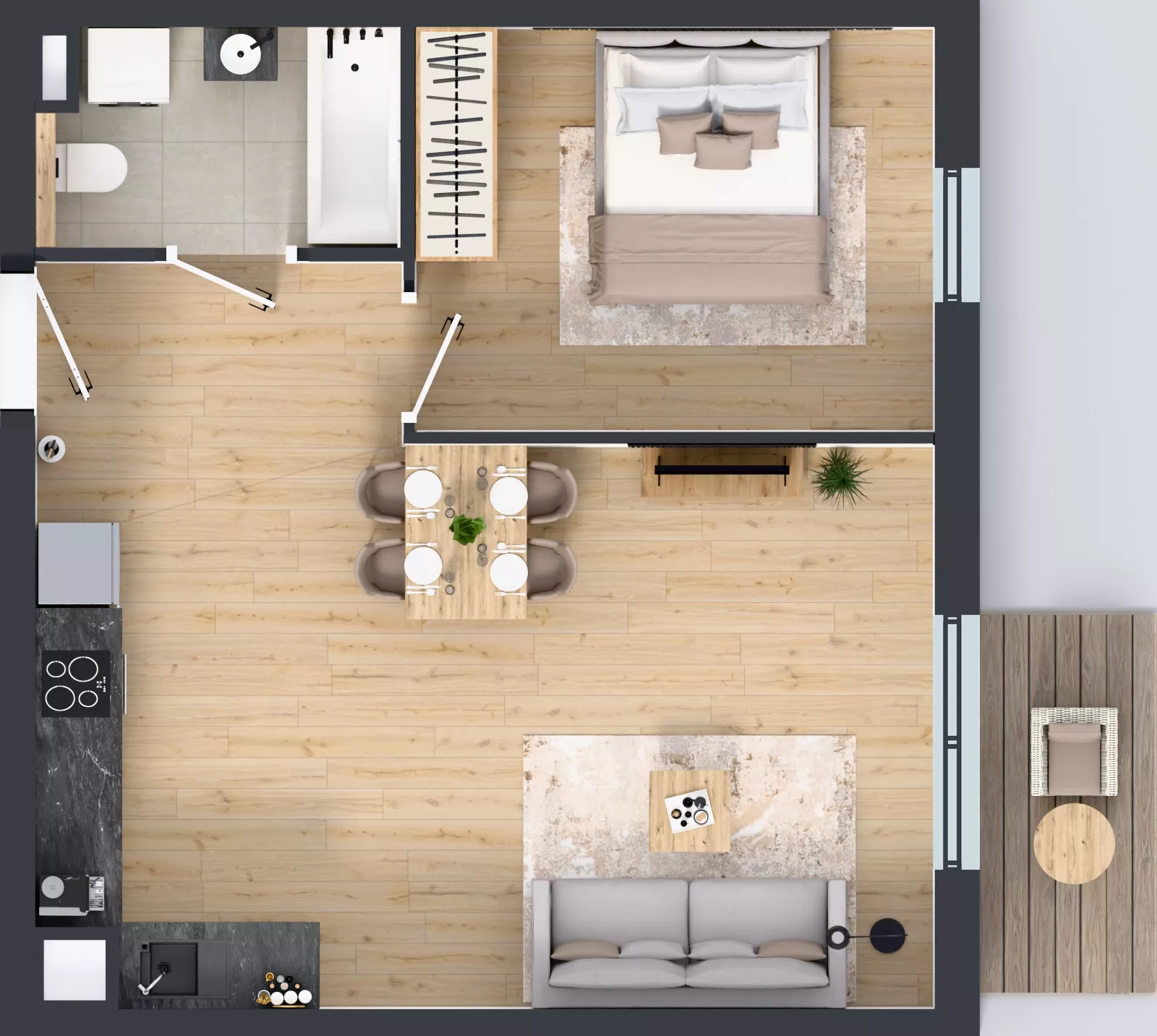 2 pokoje, mieszkanie 46,82 m², piętro 1, oferta nr 12.34, Osiedle Ozon - Etap VII, Kraków, Prądnik Biały, Górka Narodowa, ul. Stefana Banacha/ul. Fryderyka Schillinga
