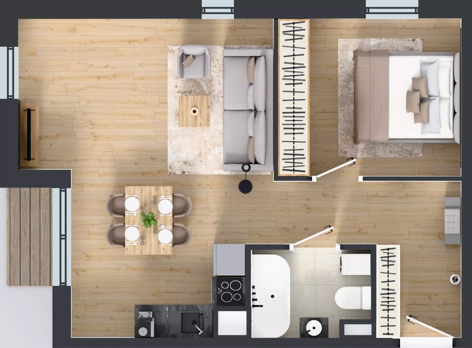 2 pokoje, mieszkanie 46,15 m², piętro 4, oferta nr 58.34, Osiedle Ozon - Etap VII, Kraków, Prądnik Biały, Górka Narodowa, ul. Stefana Banacha/ul. Fryderyka Schillinga