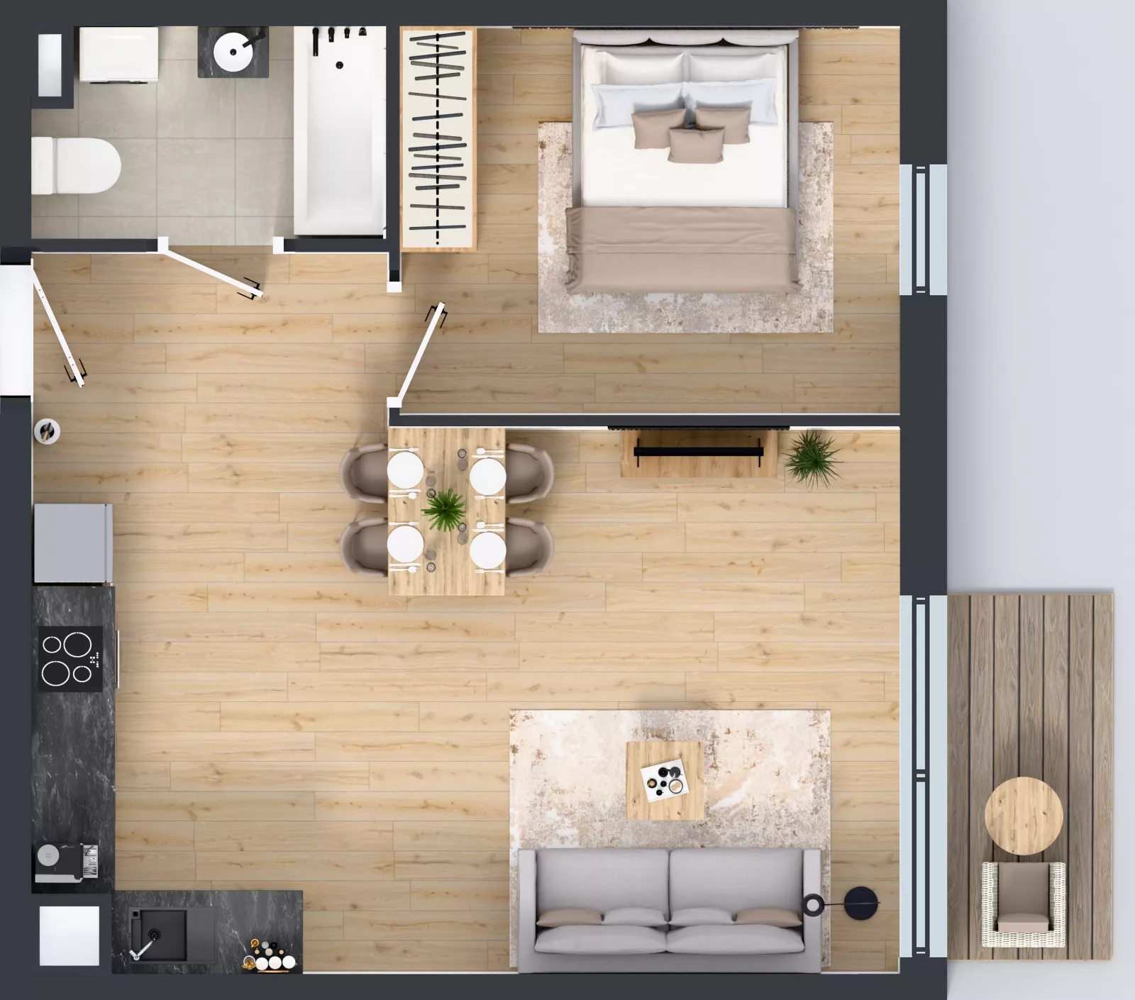 2 pokoje, mieszkanie 46,81 m², piętro 5, oferta nr 60.34, Osiedle Ozon - Etap VII, Kraków, Prądnik Biały, Górka Narodowa, ul. Stefana Banacha/ul. Fryderyka Schillinga