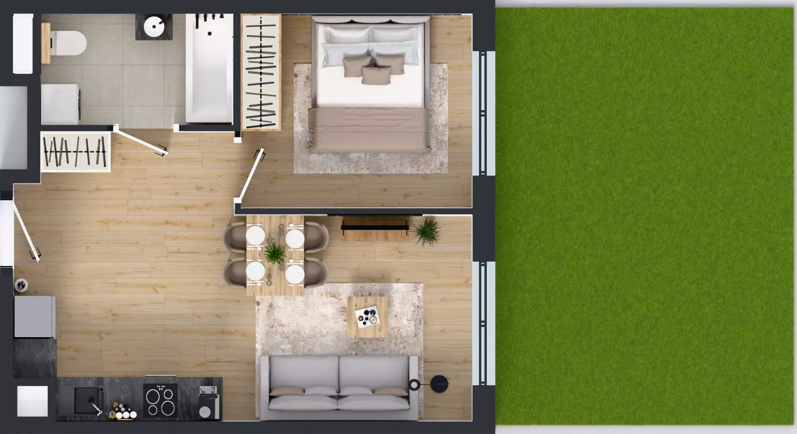 2 pokoje, mieszkanie 38,10 m², parter, oferta nr L 0_M20, Clou Lindego, Kraków, Bronowice, ul. Samuela Bogumiła Lindego 5