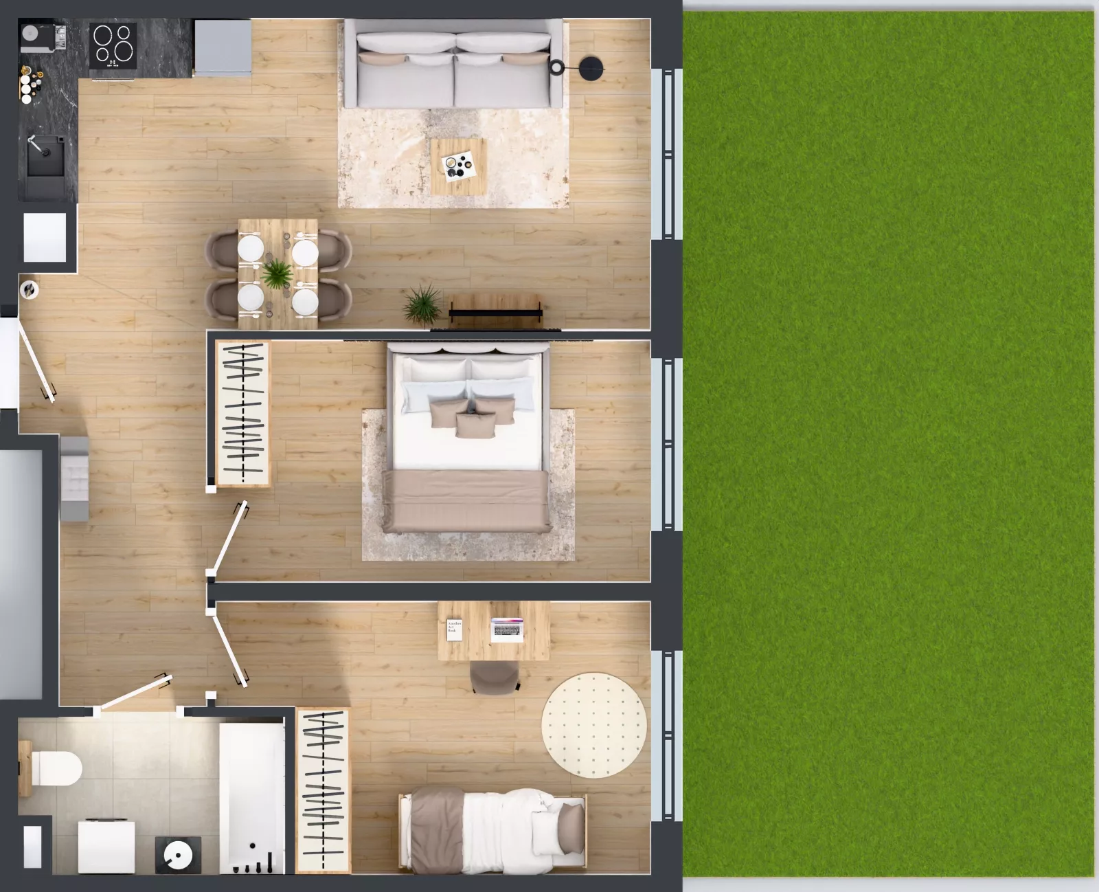 3 pokoje, mieszkanie 57,07 m², parter, oferta nr L 0_M19, Clou Lindego, Kraków, Bronowice, ul. Samuela Bogumiła Lindego 5