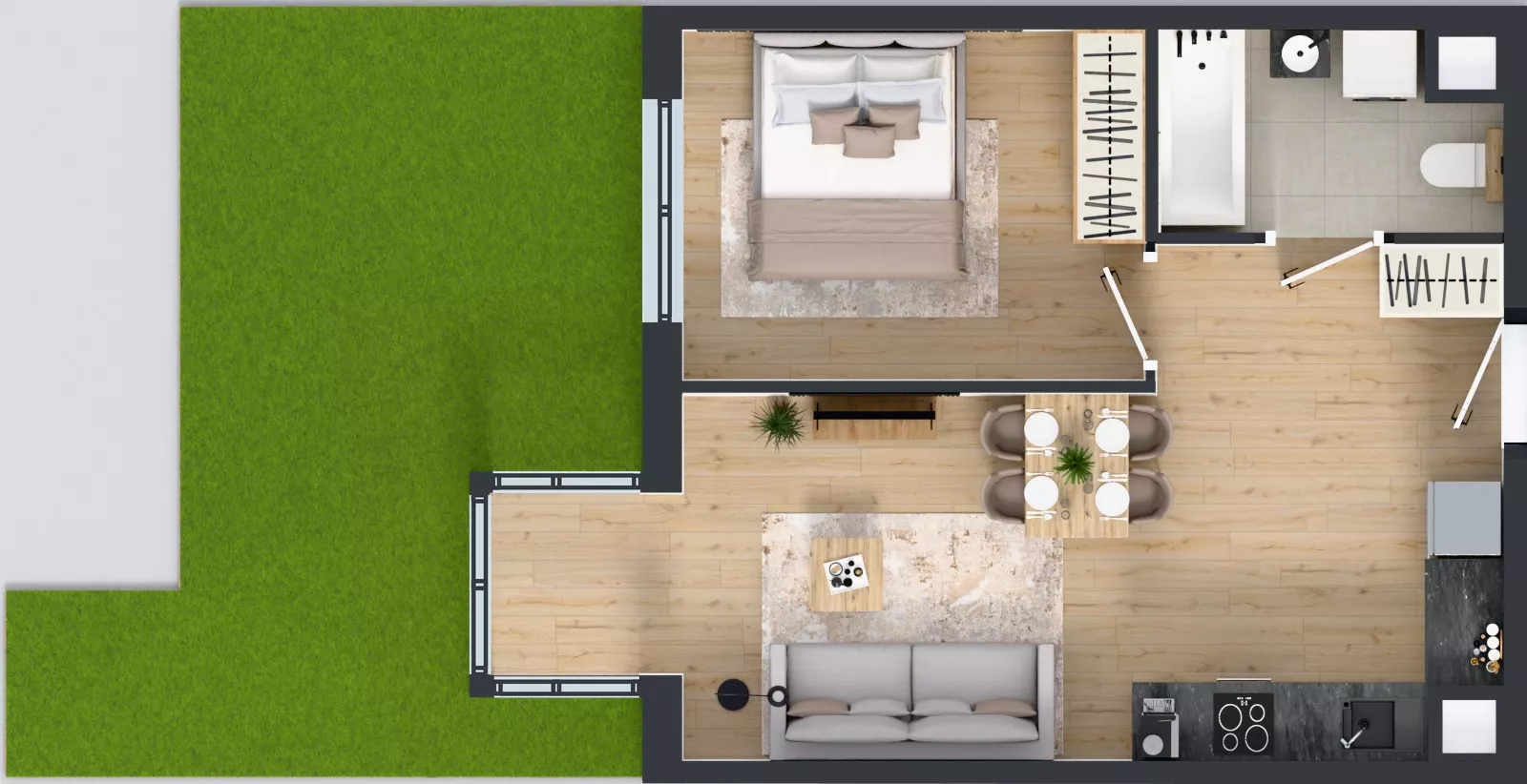 2 pokoje, mieszkanie 41,06 m², parter, oferta nr L 0_M16, Clou Lindego, Kraków, Bronowice, ul. Samuela Bogumiła Lindego 5