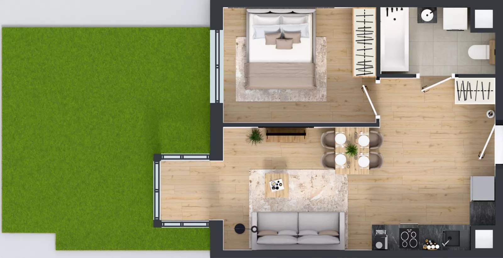 2 pokoje, mieszkanie 41,06 m², parter, oferta nr L 0_M15, Clou Lindego, Kraków, Bronowice, ul. Samuela Bogumiła Lindego 5