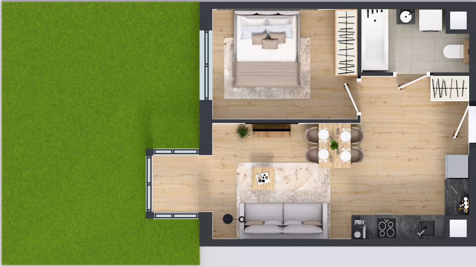 2 pokoje, mieszkanie 41,06 m², parter, oferta nr L 0_M14, Clou Lindego, Kraków, Bronowice, ul. Samuela Bogumiła Lindego 5