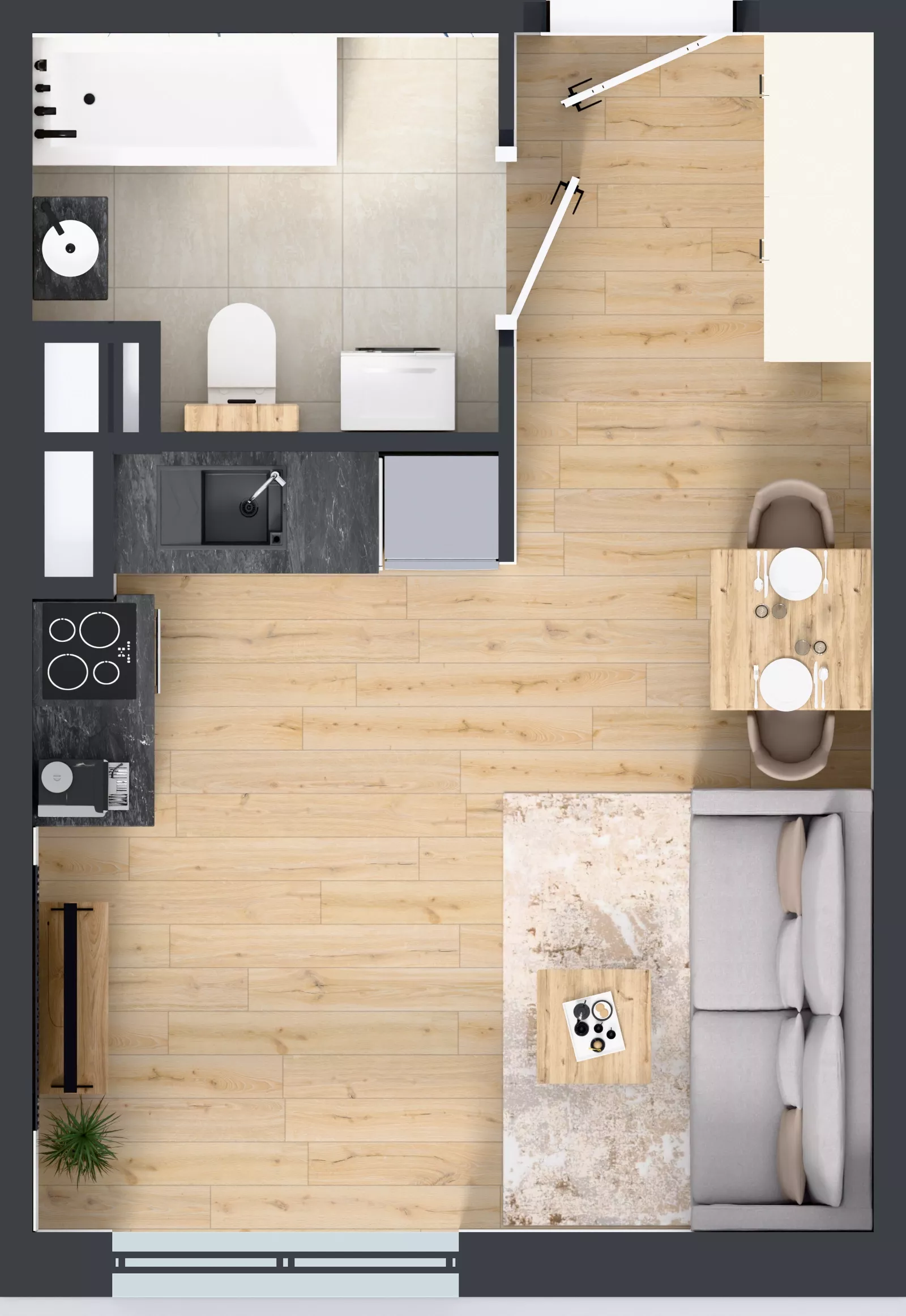 1 pokój, mieszkanie 26,52 m², piętro 1, oferta nr L 1_M18, Clou Lindego, Kraków, Bronowice, ul. Samuela Bogumiła Lindego 5