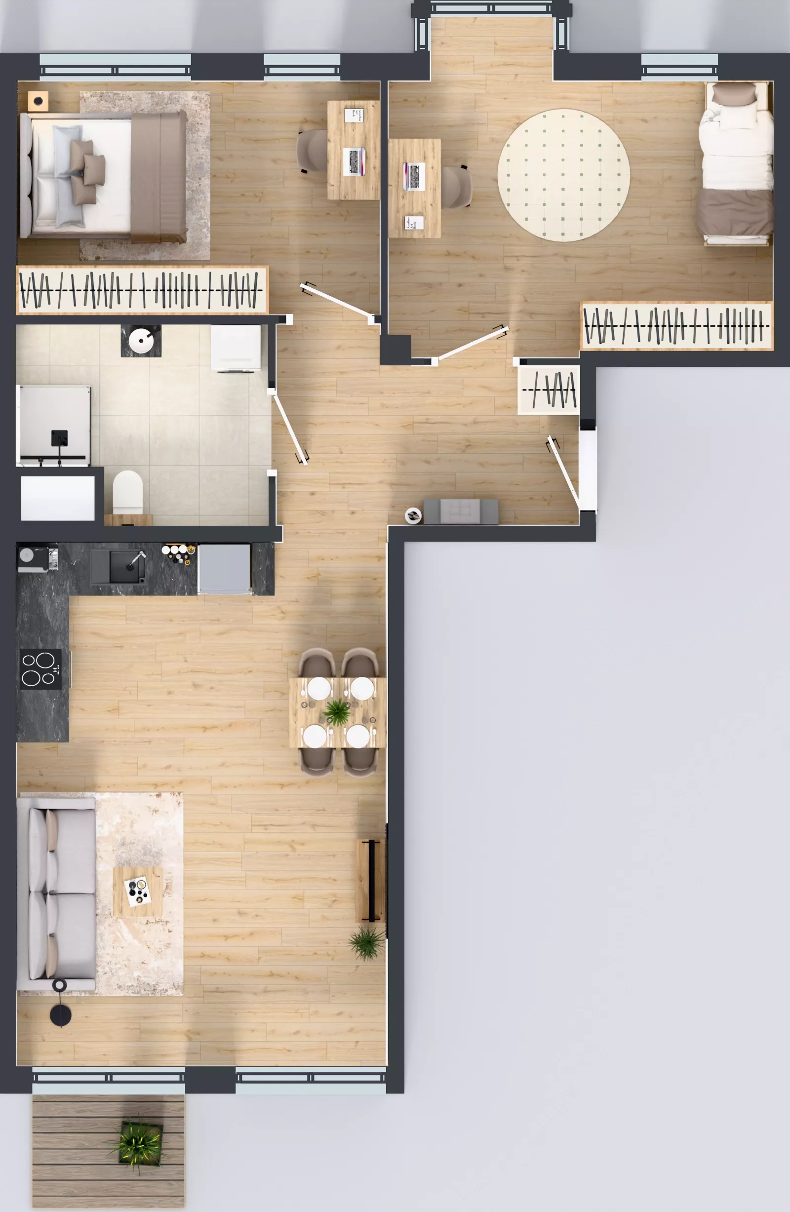 3 pokoje, mieszkanie 70,83 m², piętro 1, oferta nr L 1_M17, Clou Lindego, Kraków, Bronowice, ul. Samuela Bogumiła Lindego 5