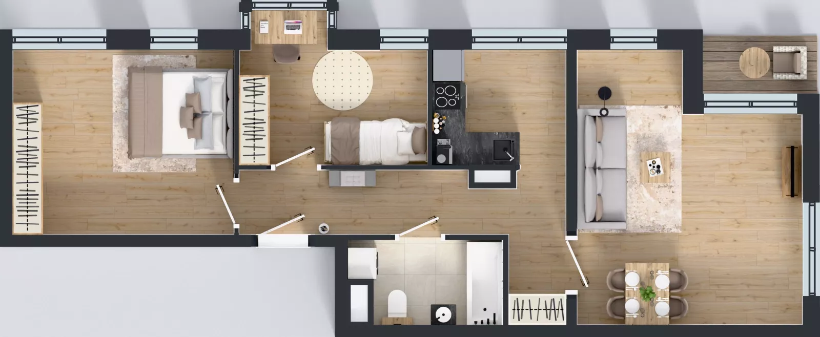 3 pokoje, mieszkanie 64,69 m², piętro 1, oferta nr L 1_M32, Clou Lindego, Kraków, Bronowice, ul. Samuela Bogumiła Lindego 5