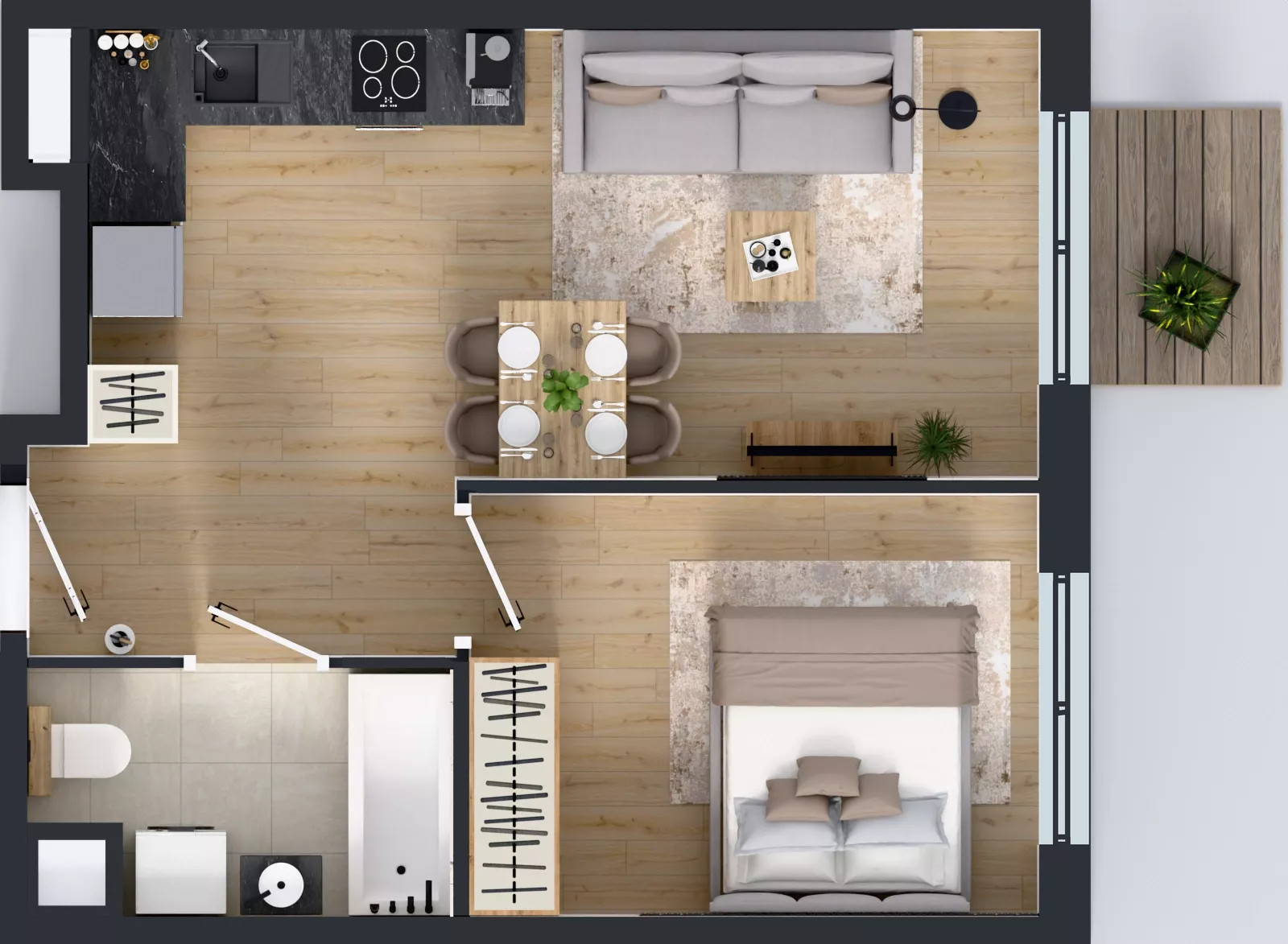 2 pokoje, mieszkanie 37,45 m², piętro 1, oferta nr L 1_M30, Clou Lindego, Kraków, Bronowice, ul. Samuela Bogumiła Lindego 5