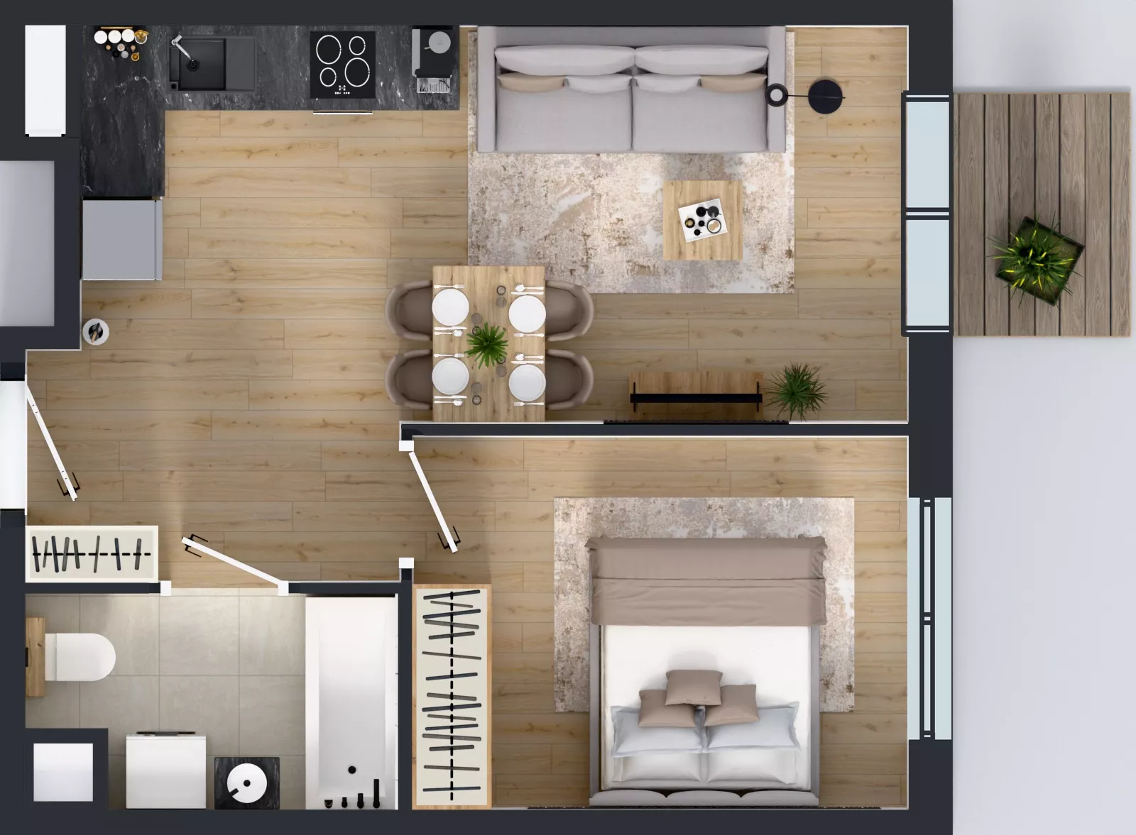 2 pokoje, mieszkanie 38,07 m², piętro 1, oferta nr L 1_M27, Clou Lindego, Kraków, Bronowice, ul. Samuela Bogumiła Lindego 5