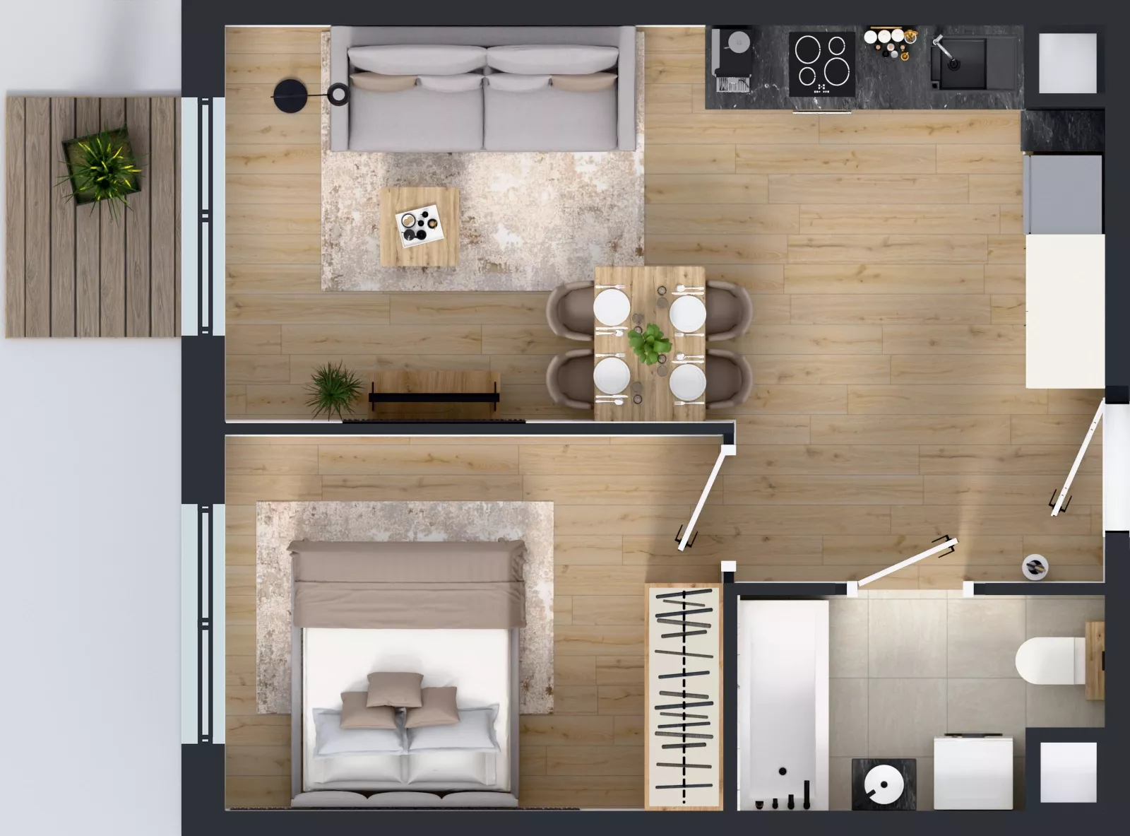 2 pokoje, mieszkanie 38,52 m², piętro 1, oferta nr L 1_M22, Clou Lindego, Kraków, Bronowice, ul. Samuela Bogumiła Lindego 5