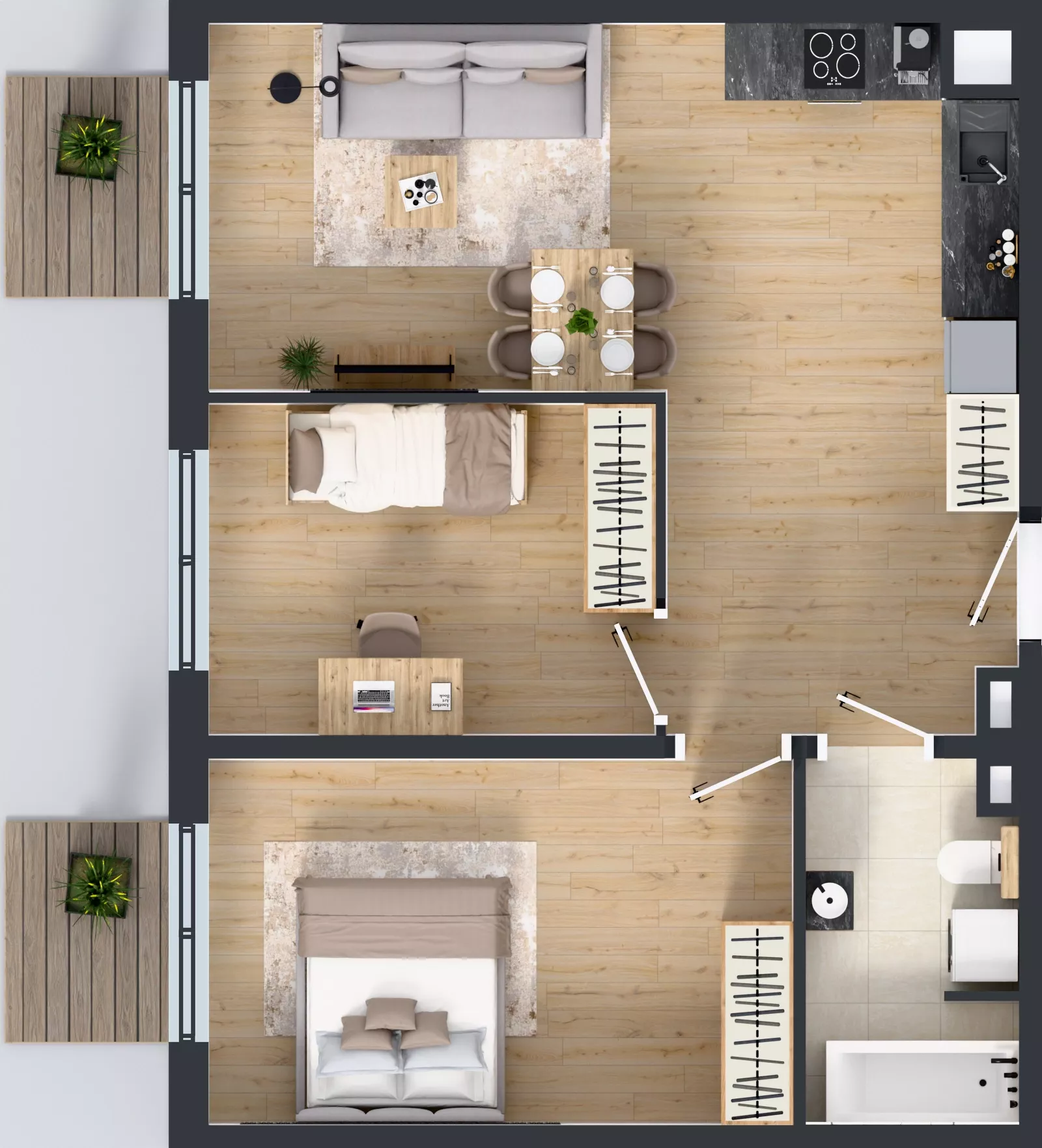 3 pokoje, mieszkanie 58,09 m², piętro 1, oferta nr L 1_M20, Clou Lindego, Kraków, Bronowice, ul. Samuela Bogumiła Lindego 5