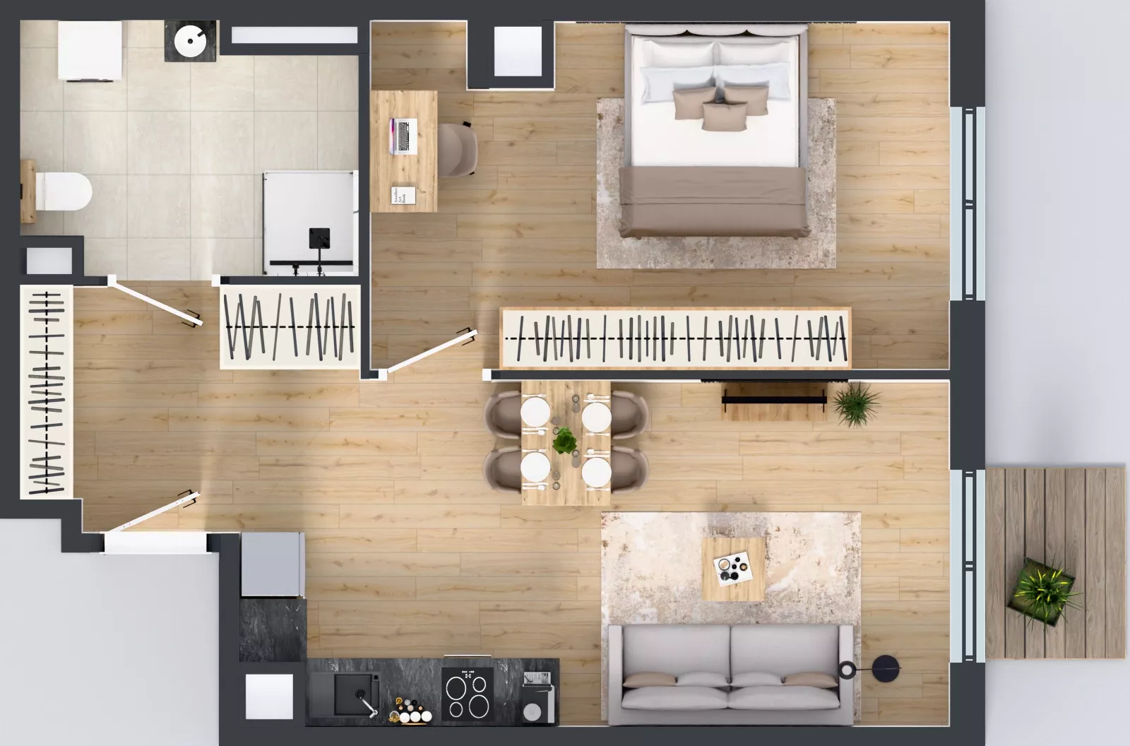 2 pokoje, mieszkanie 52,49 m², piętro 2, oferta nr L 2_M29, Clou Lindego, Kraków, Bronowice, ul. Samuela Bogumiła Lindego 5