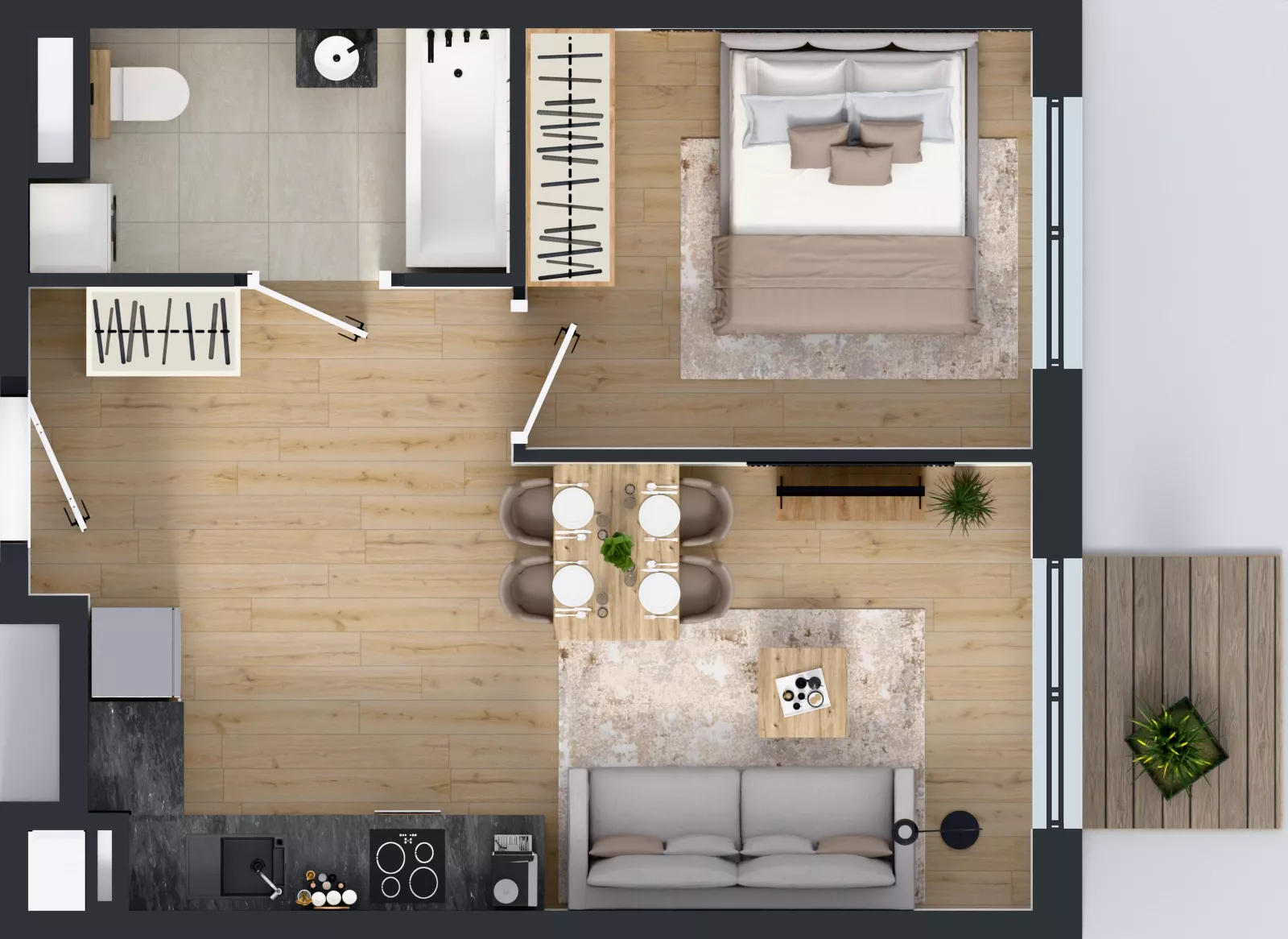 2 pokoje, mieszkanie 37,51 m², piętro 2, oferta nr L 2_M27, Clou Lindego, Kraków, Bronowice, ul. Samuela Bogumiła Lindego 5