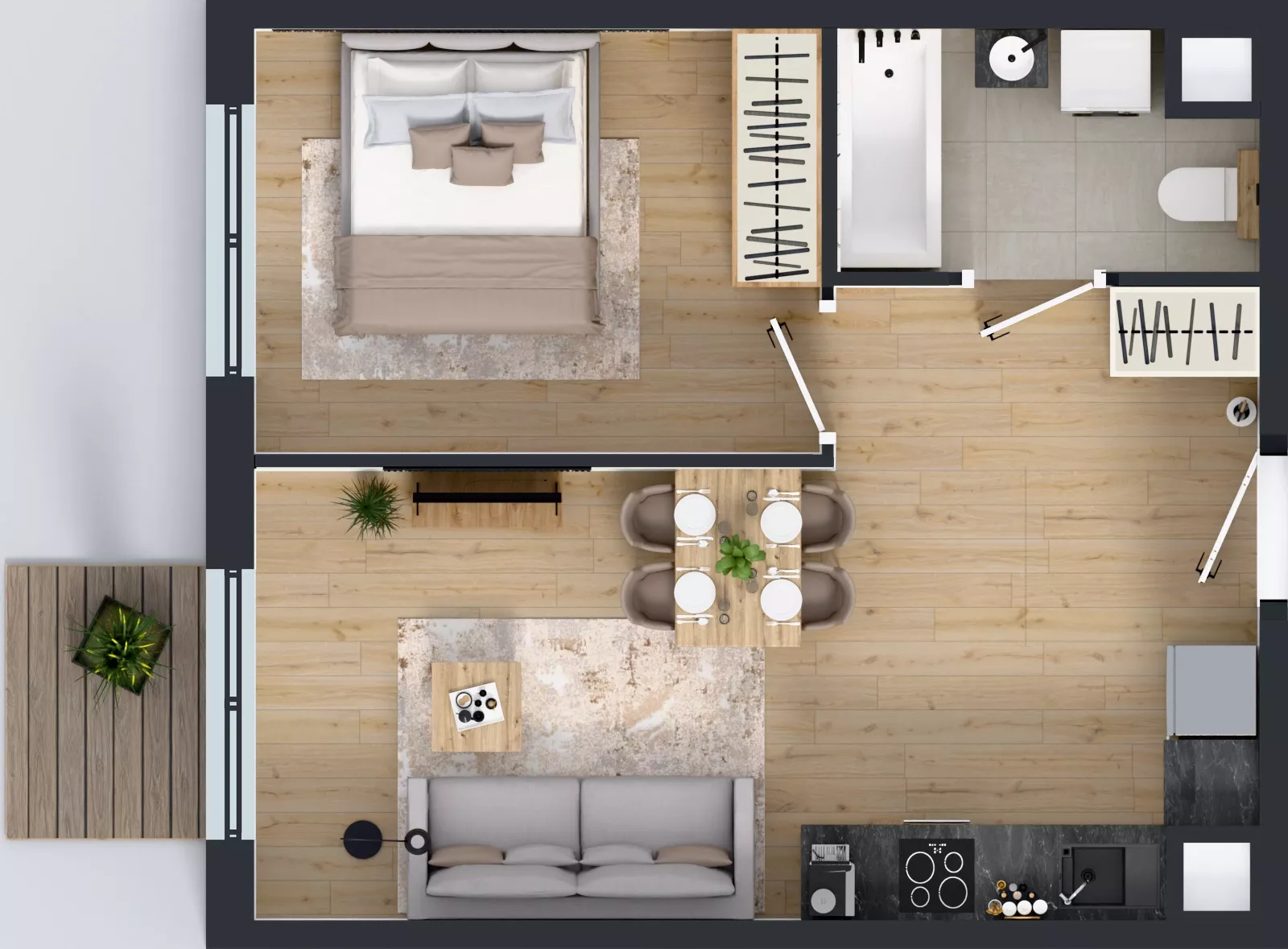 2 pokoje, mieszkanie 38,66 m², piętro 2, oferta nr L 2_M20, Clou Lindego, Kraków, Bronowice, ul. Samuela Bogumiła Lindego 5
