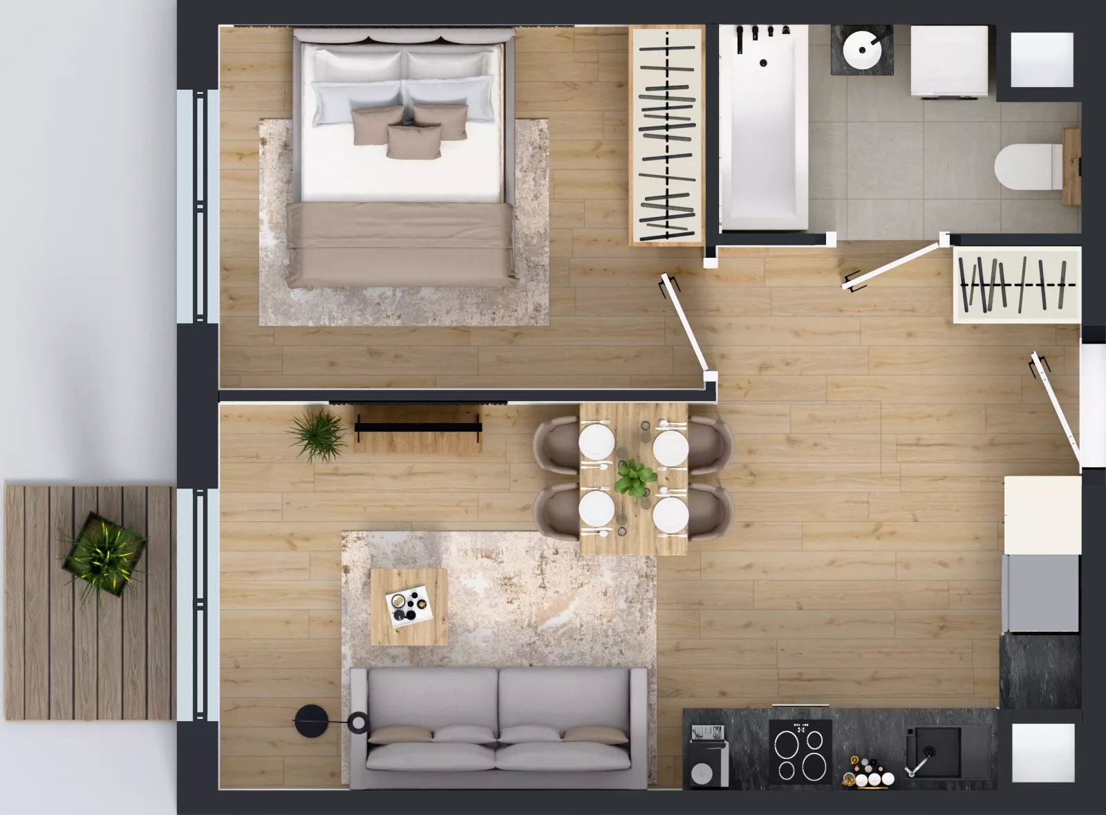 2 pokoje, mieszkanie 38,65 m², piętro 2, oferta nr L 2_M19, Clou Lindego, Kraków, Bronowice, ul. Samuela Bogumiła Lindego 5