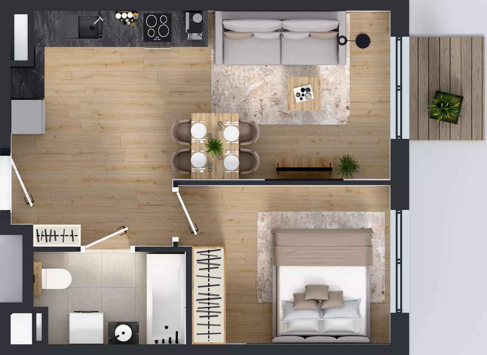 2 pokoje, mieszkanie 37,52 m², piętro 3, oferta nr L 3_M21, Clou Lindego, Kraków, Bronowice, ul. Samuela Bogumiła Lindego 5