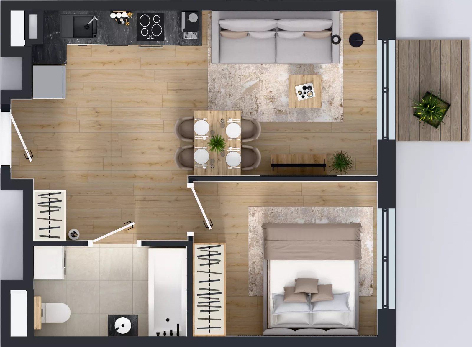 2 pokoje, mieszkanie 37,56 m², piętro 3, oferta nr L 3_M20, Clou Lindego, Kraków, Bronowice, ul. Samuela Bogumiła Lindego 5