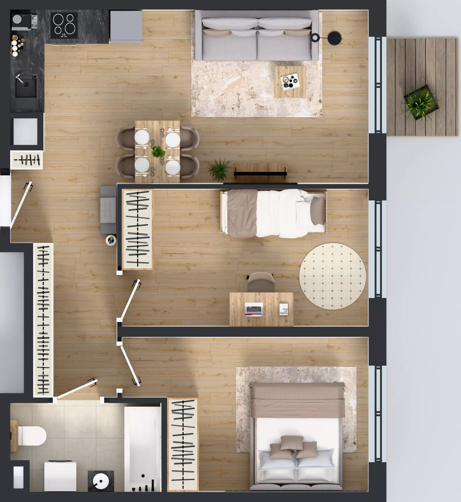 3 pokoje, mieszkanie 57,09 m², piętro 3, oferta nr L 3_M18, Clou Lindego, Kraków, Bronowice, ul. Samuela Bogumiła Lindego 5