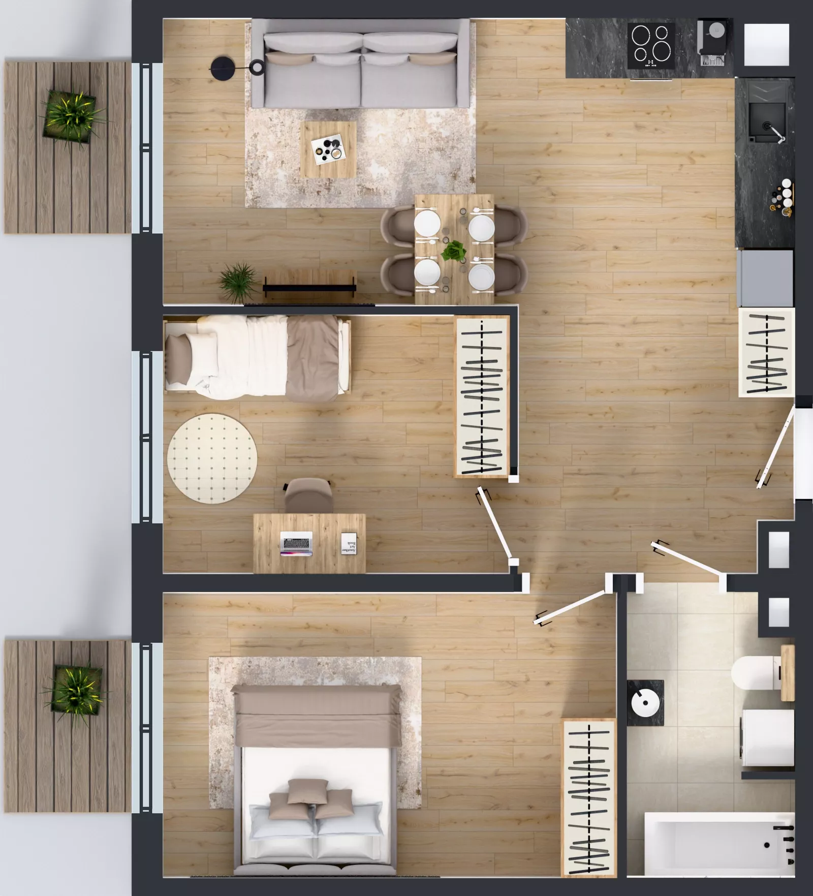 3 pokoje, mieszkanie 58,55 m², piętro 3, oferta nr L 3_M14, Clou Lindego, Kraków, Bronowice, ul. Samuela Bogumiła Lindego 5