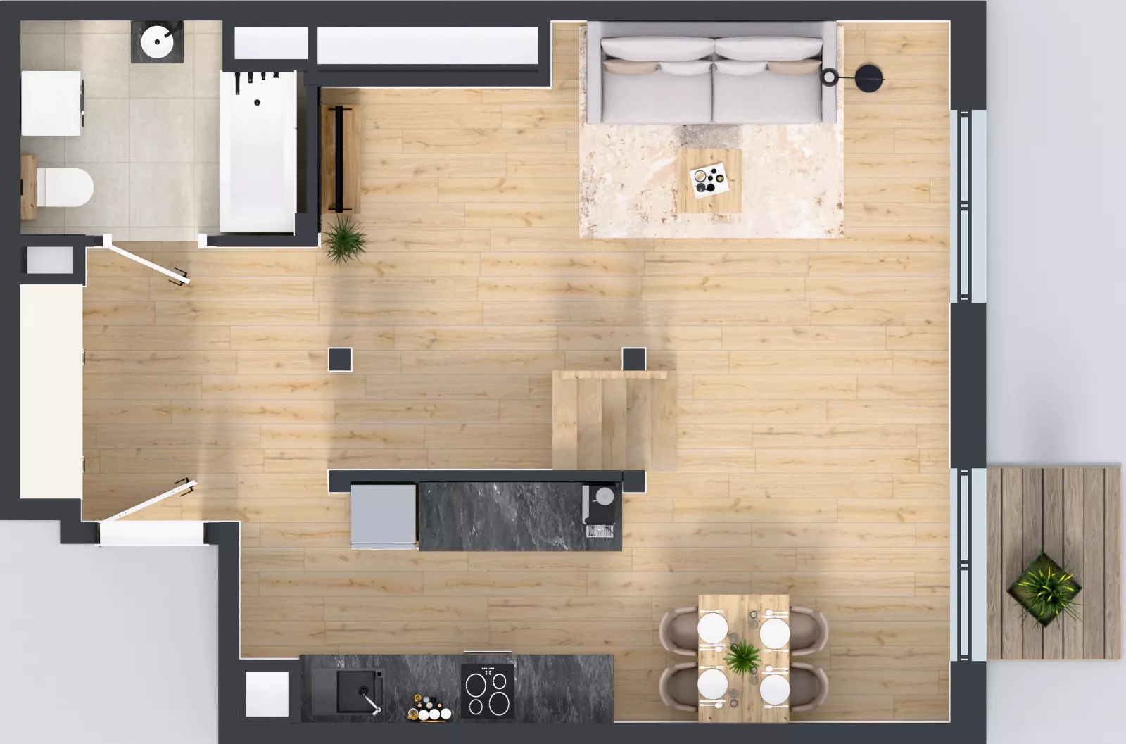 2 pokoje, mieszkanie 51,23 m², piętro 4, oferta nr L 4_M18, Clou Lindego, Kraków, Bronowice, ul. Samuela Bogumiła Lindego 5