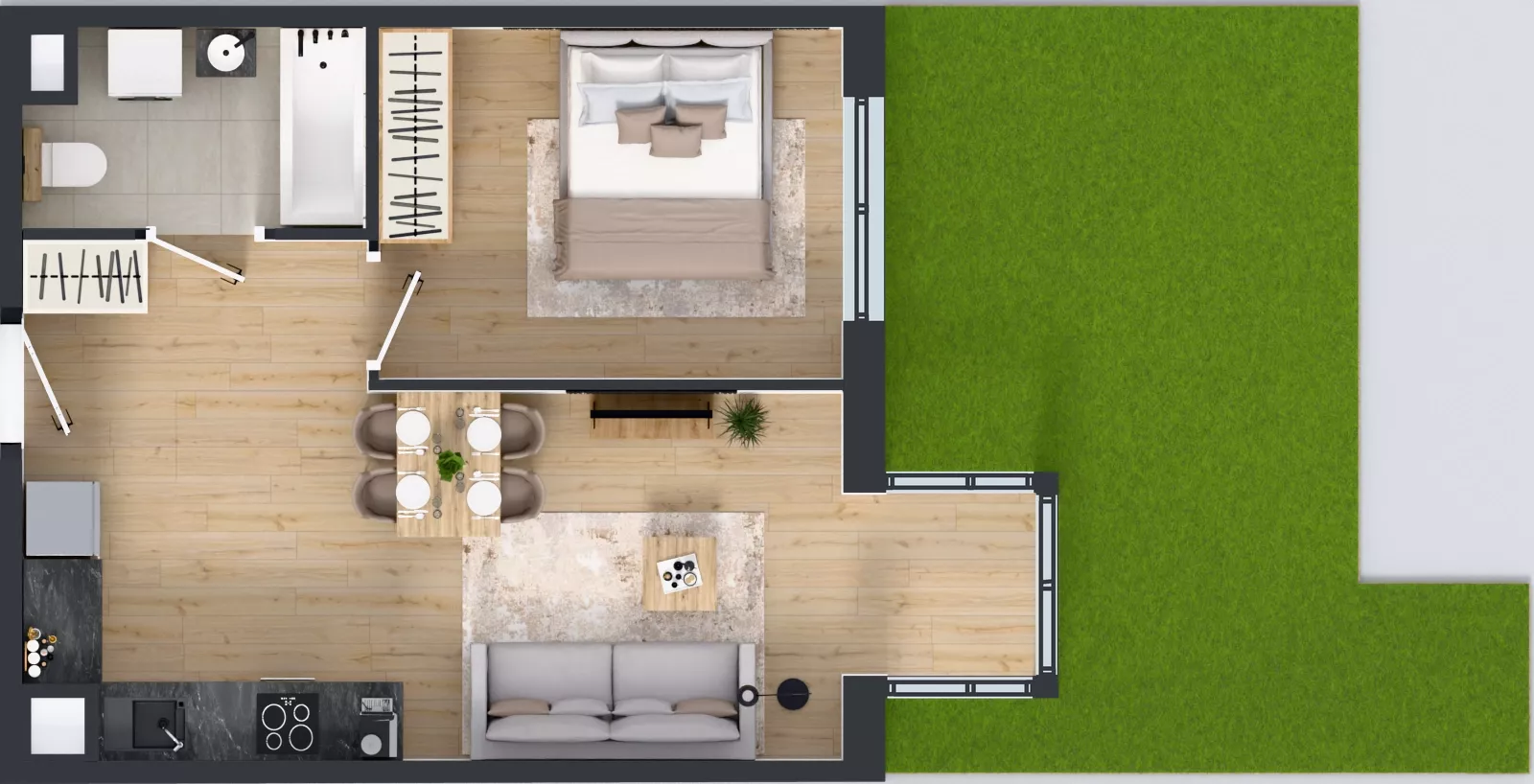 2 pokoje, mieszkanie 41,16 m², parter, oferta nr L 0_M07, Clou Lindego, Kraków, Bronowice, ul. Samuela Bogumiła Lindego 5