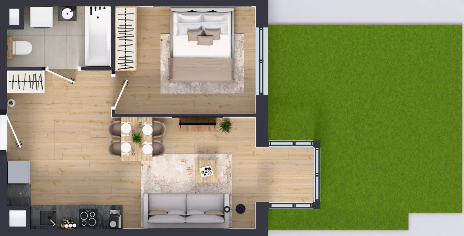 2 pokoje, mieszkanie 41,18 m², parter, oferta nr L 0_M08, Clou Lindego, Kraków, Bronowice, ul. Samuela Bogumiła Lindego 5